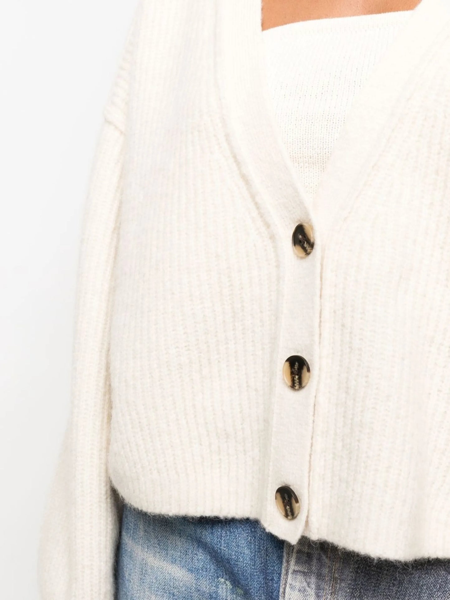 Karin V-neck ribbed knit cardigan