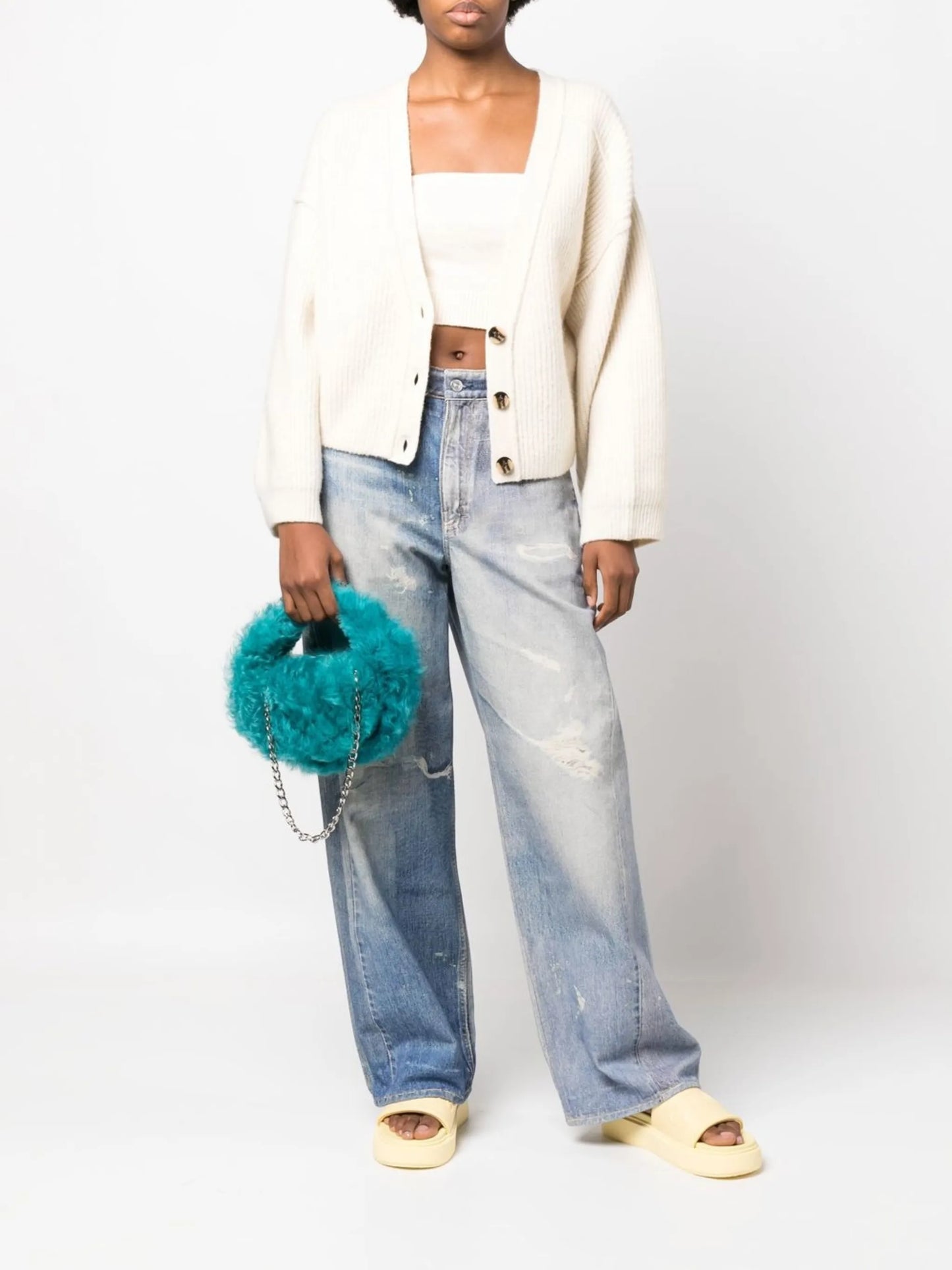 Karin V-neck ribbed knit cardigan