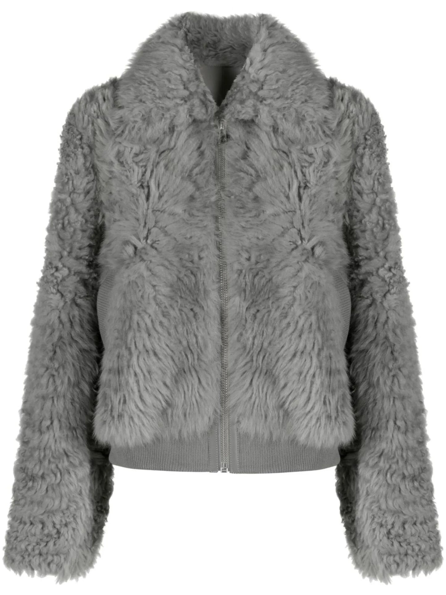 zip-fastening shearling jacket