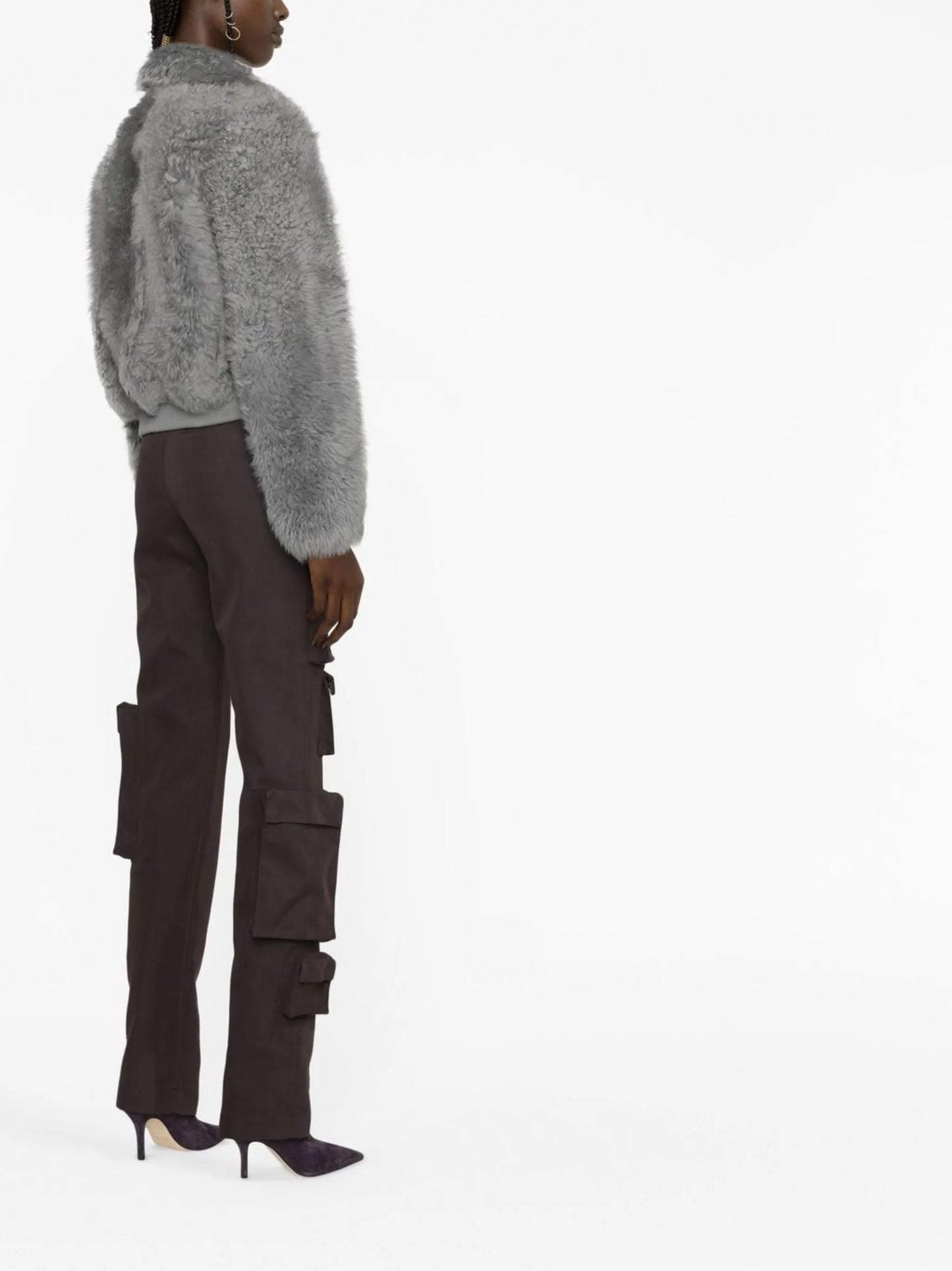 zip-fastening shearling jacket