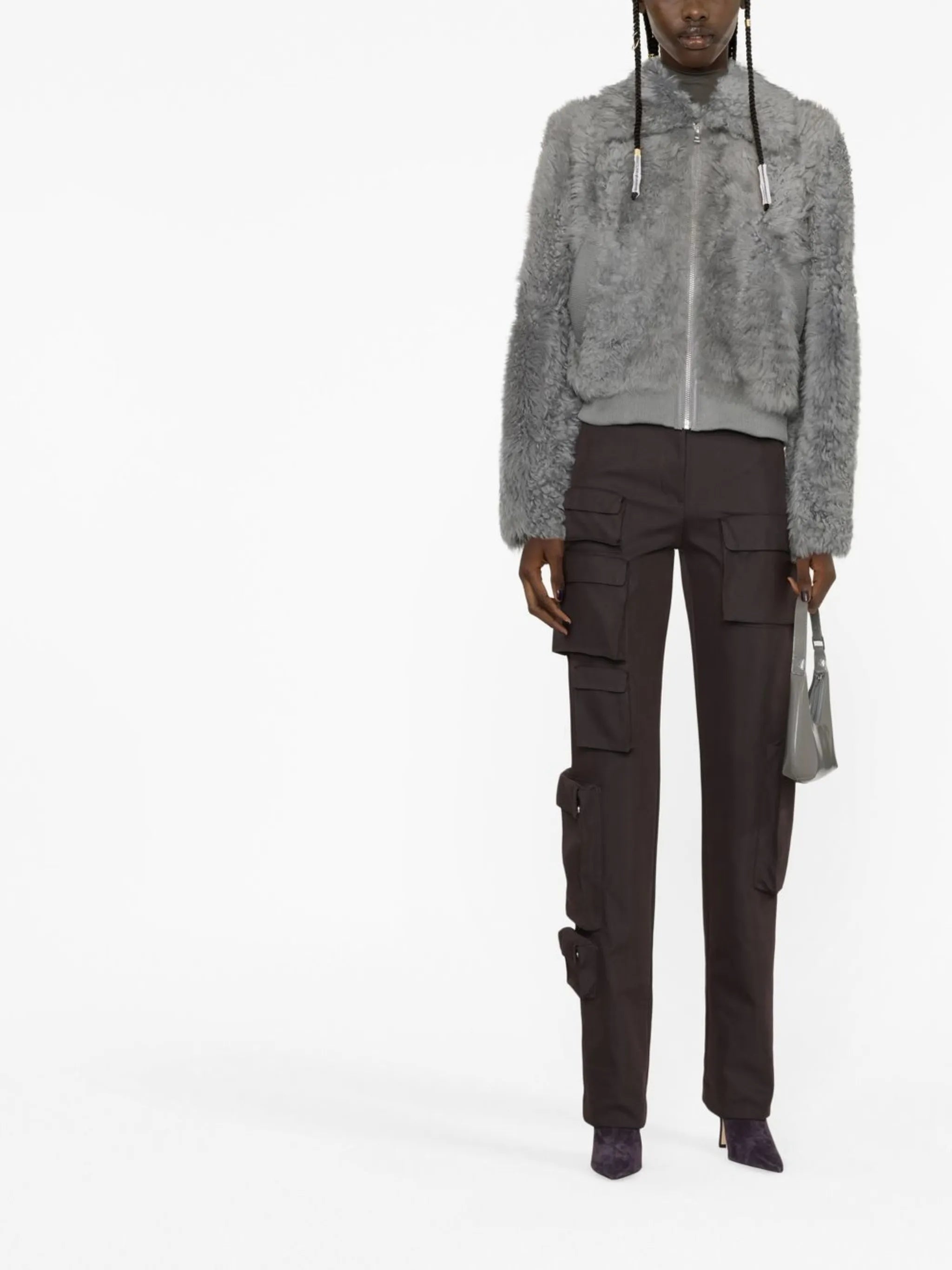 zip-fastening shearling jacket
