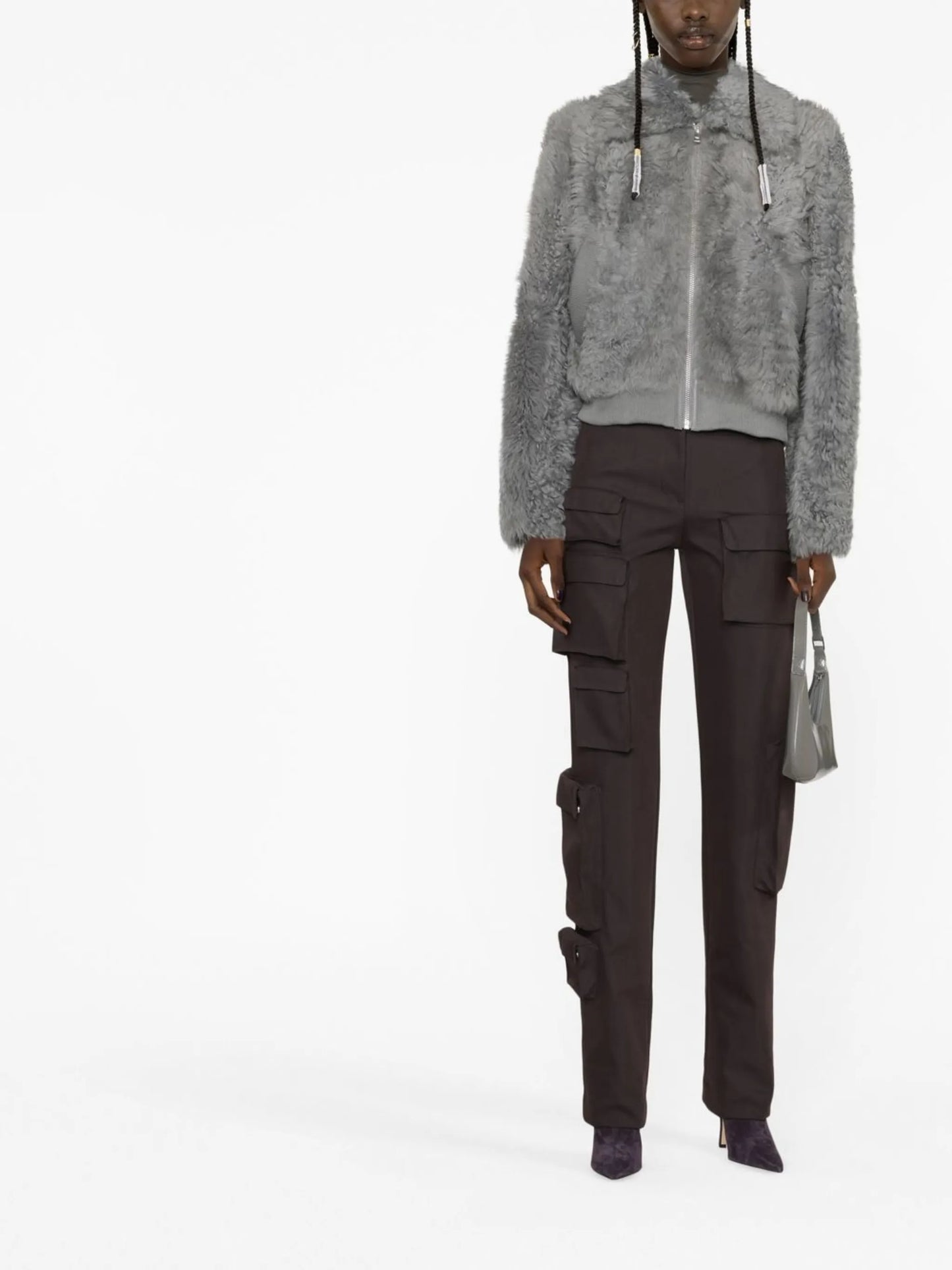 zip-fastening shearling jacket
