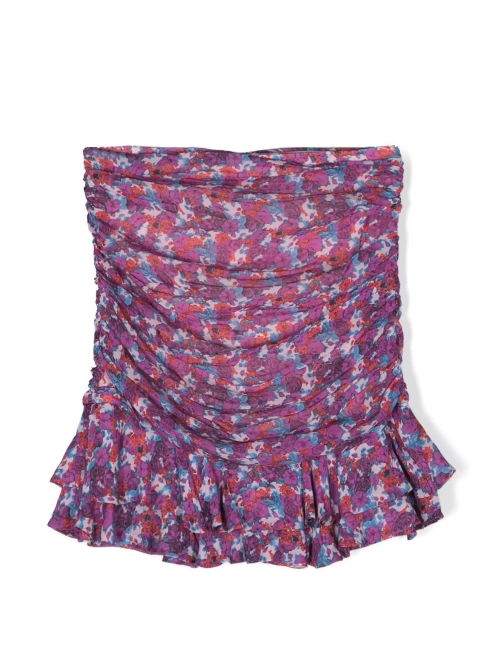 floral-print gathered skirt