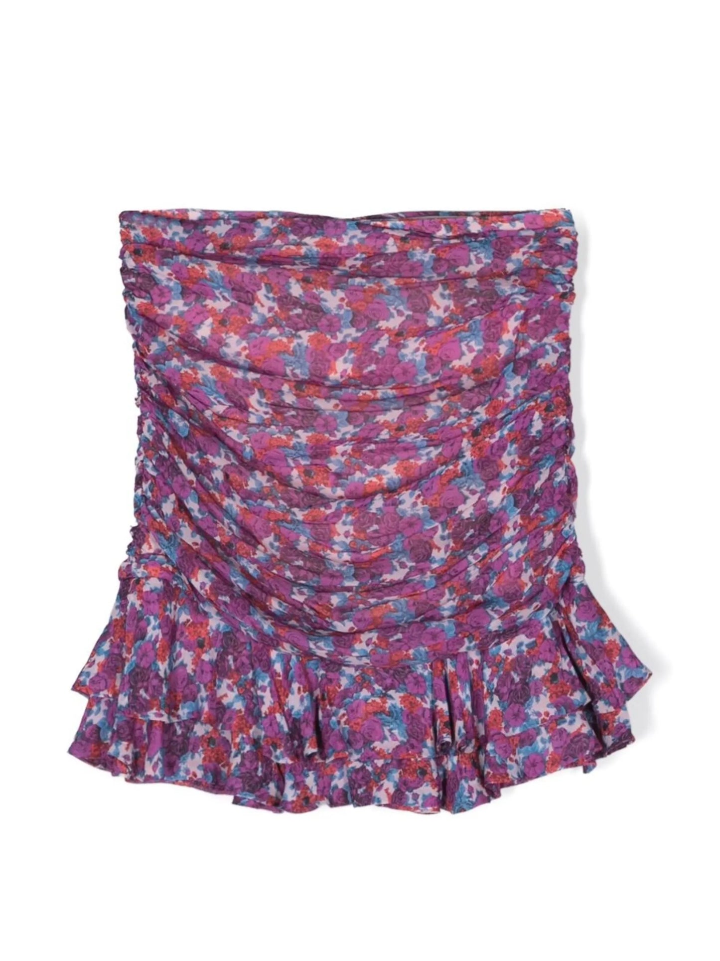 floral-print gathered skirt