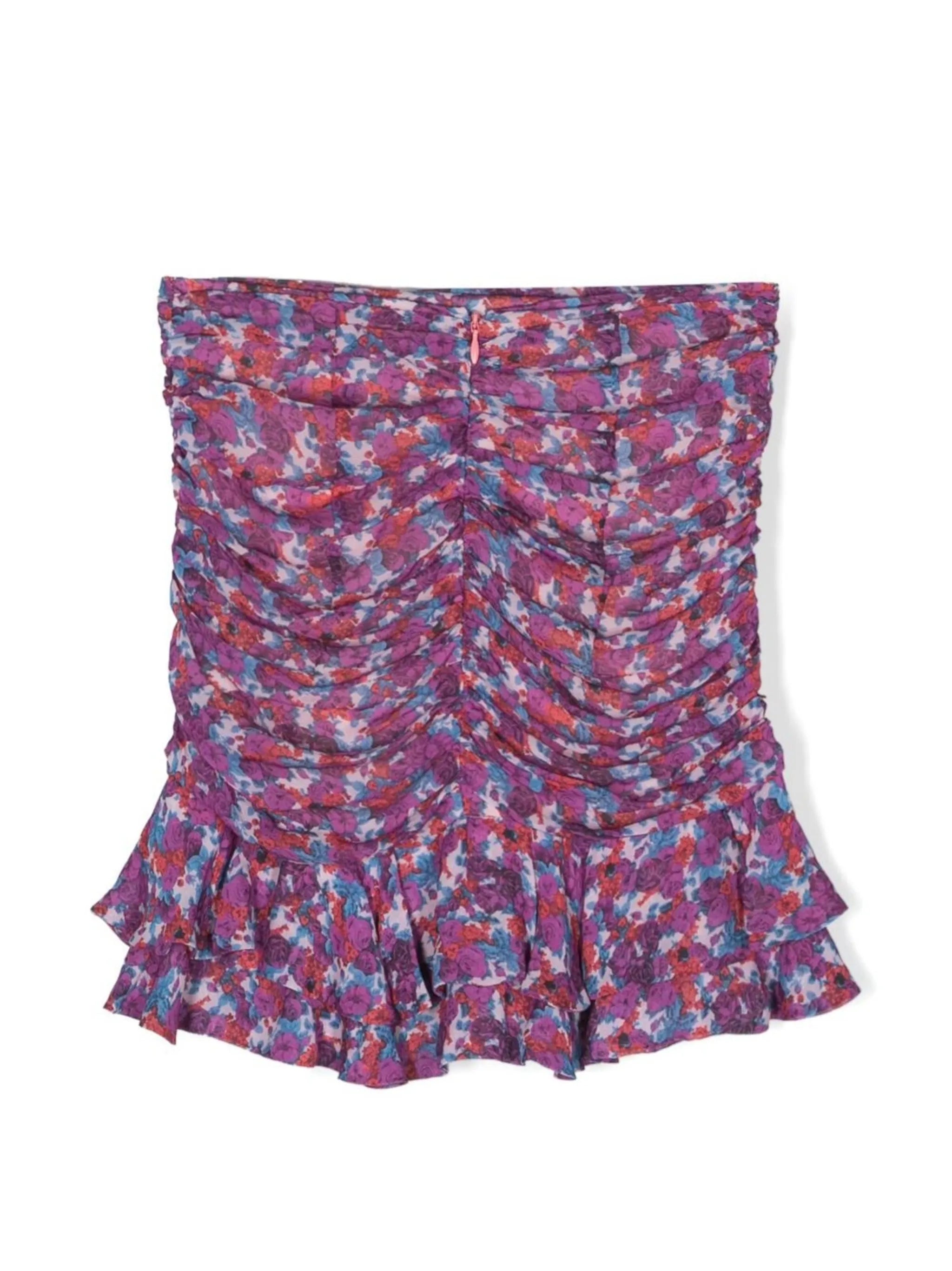floral-print gathered skirt