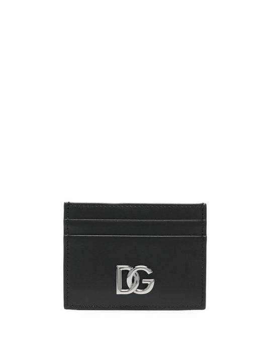 logo-plaque leather cardholder