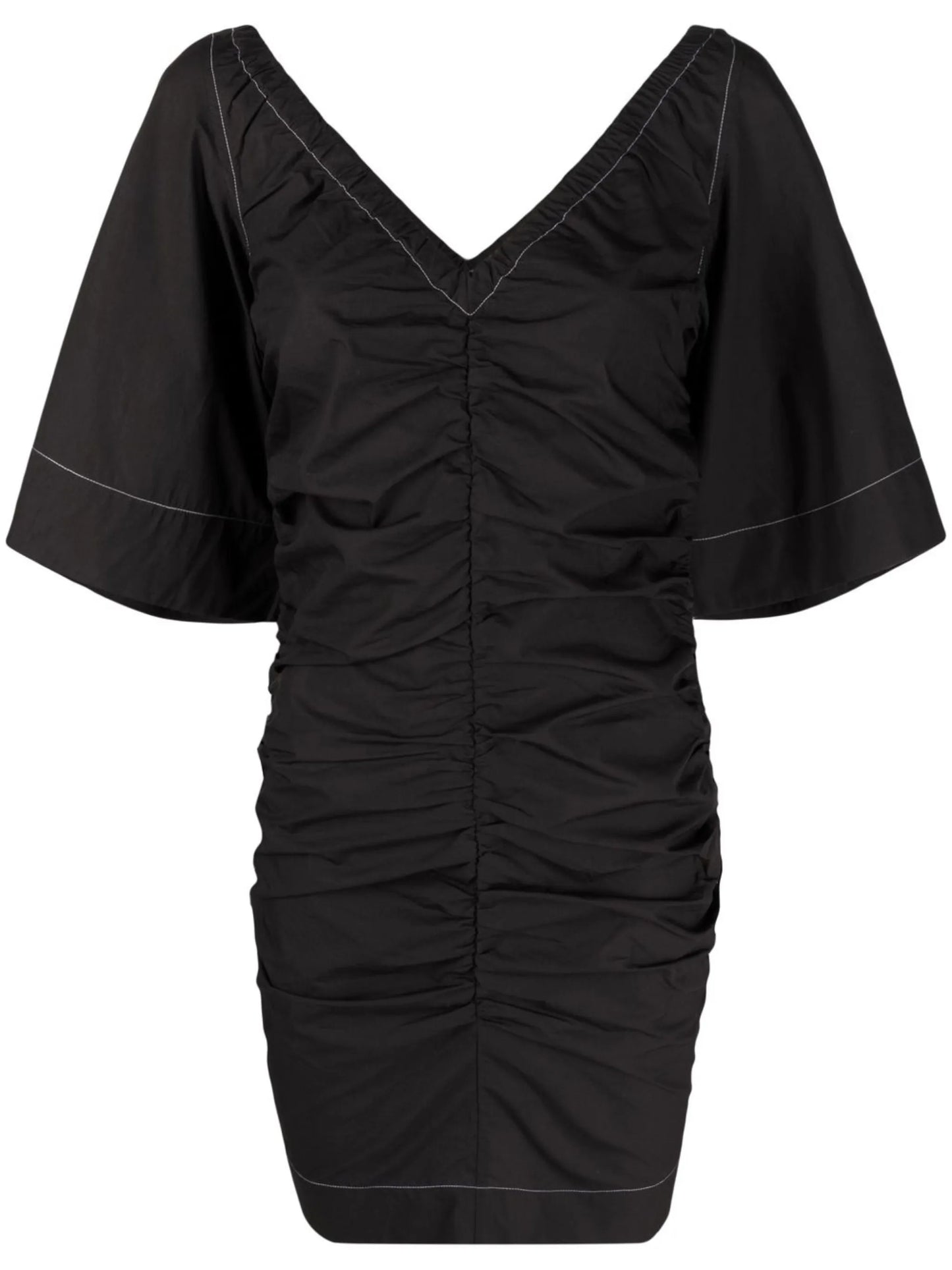 ruched V-neck mini dress