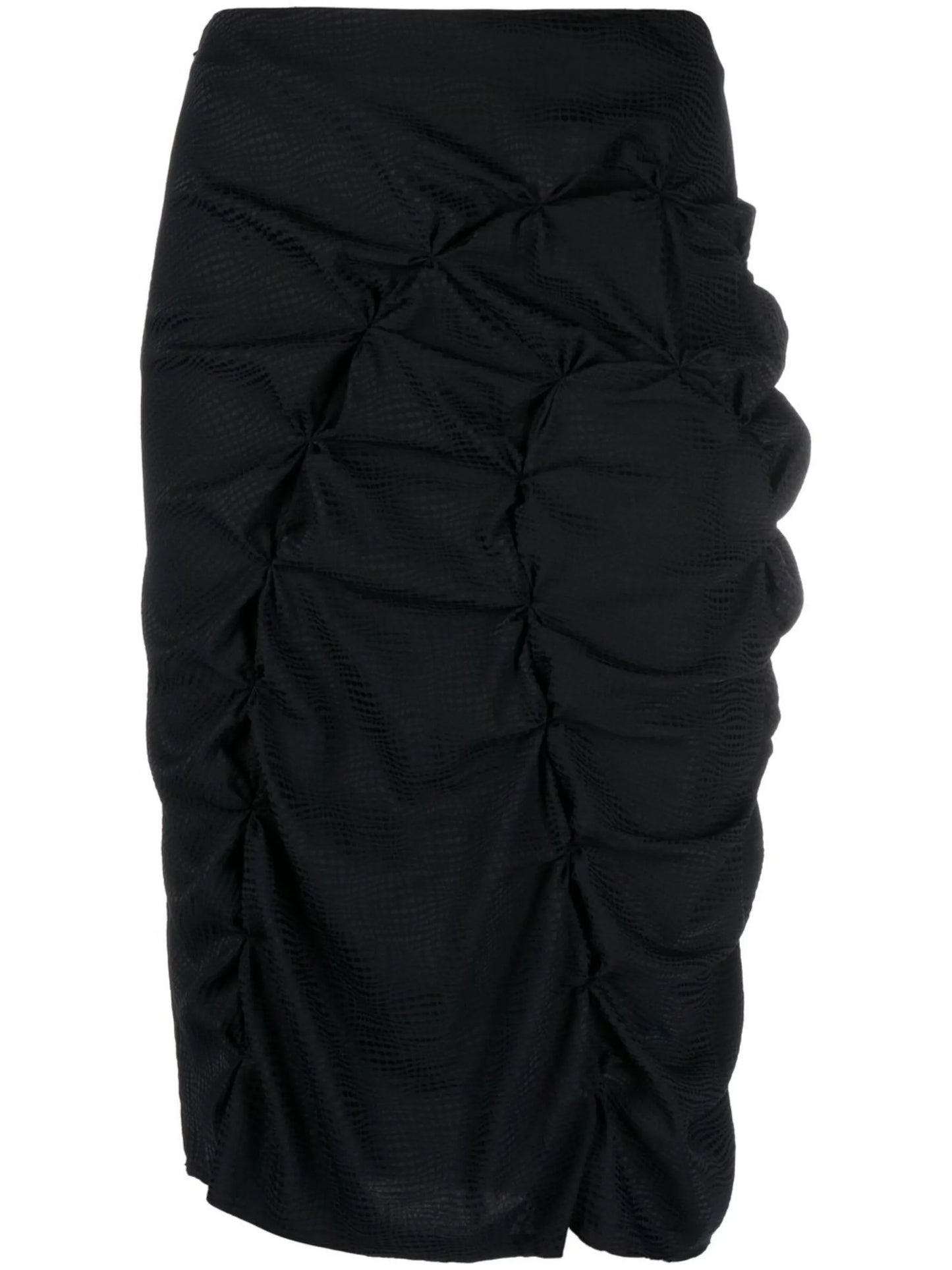mid-length ruched skirt