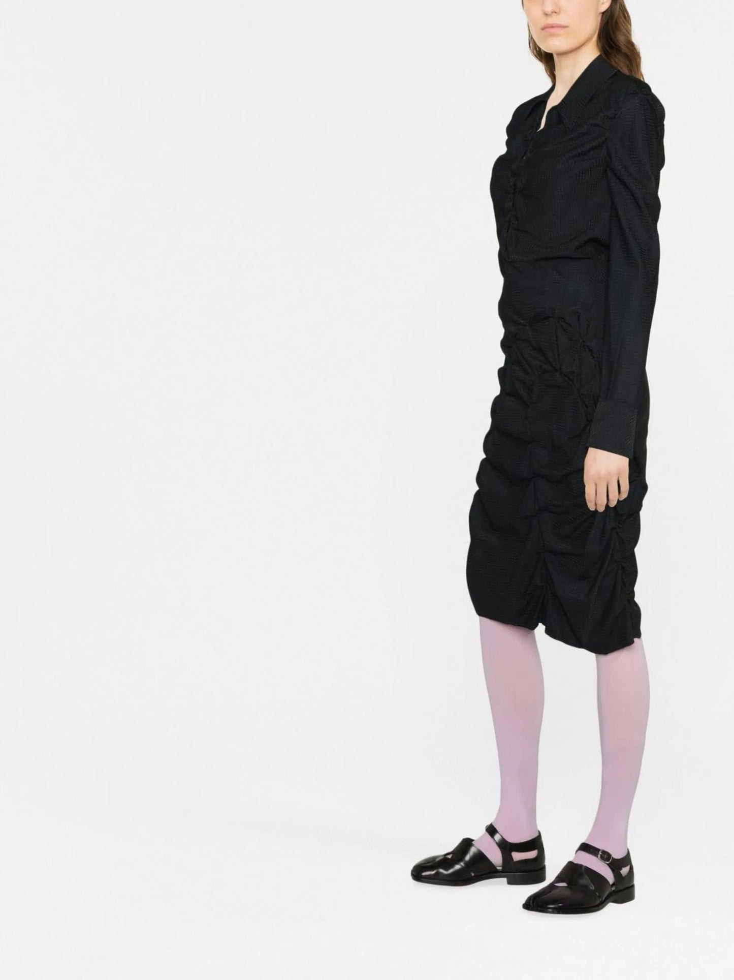 mid-length ruched skirt