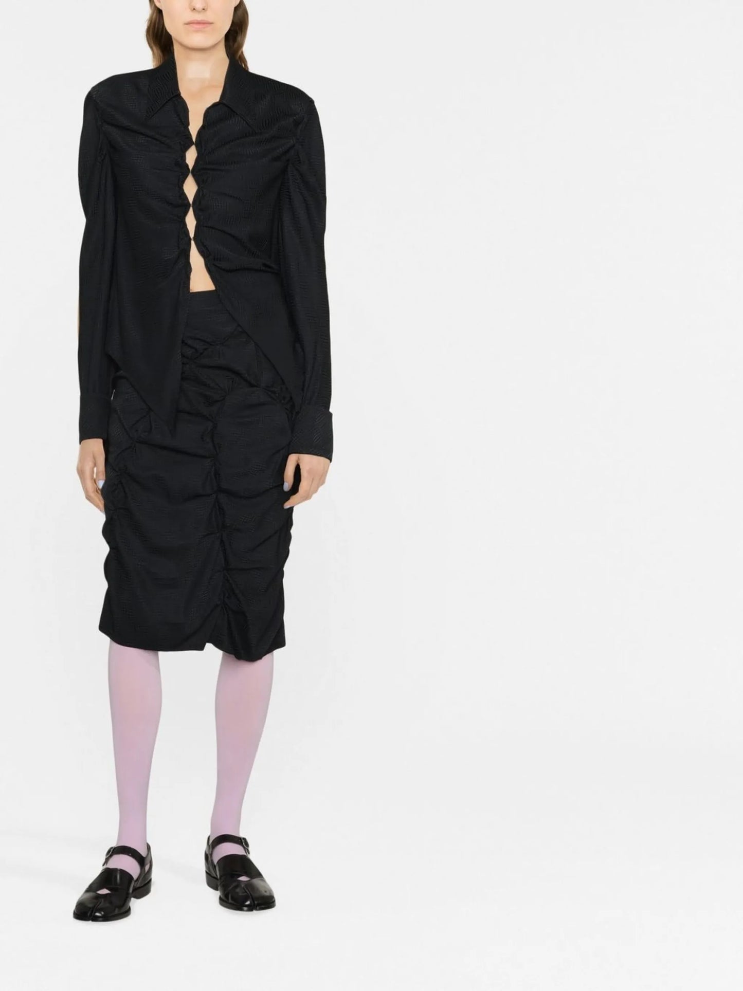 mid-length ruched skirt