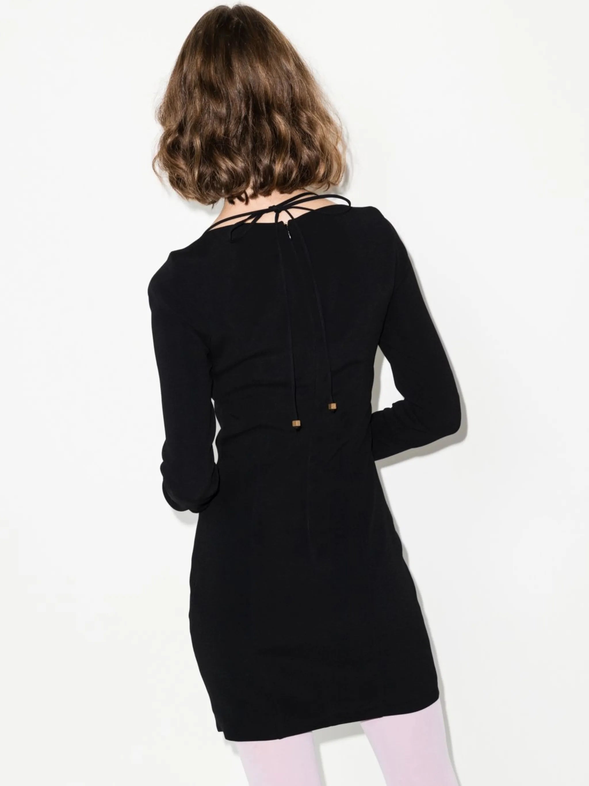 strap-detail long-sleeve dress