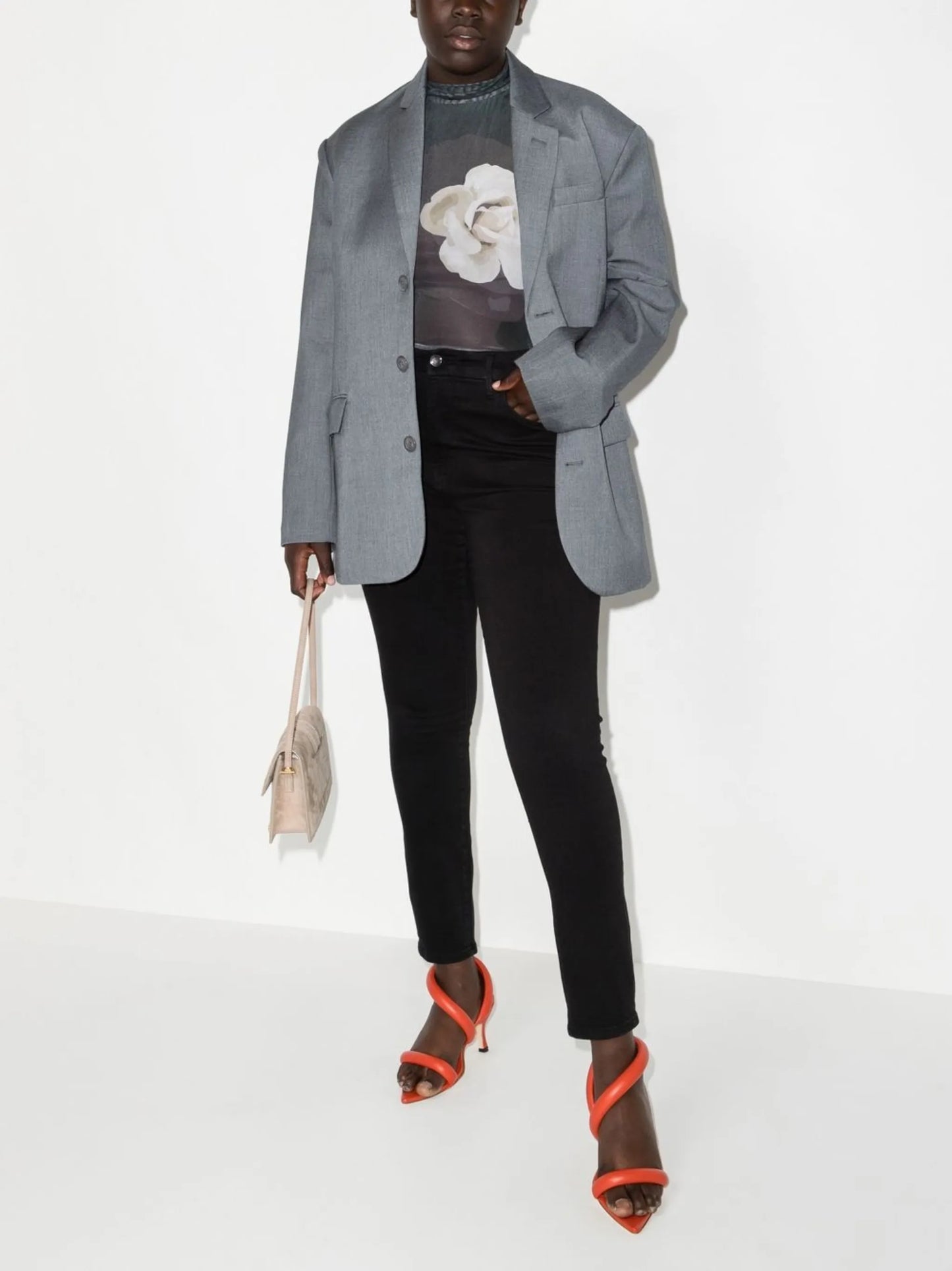 high-waisted denim jeans