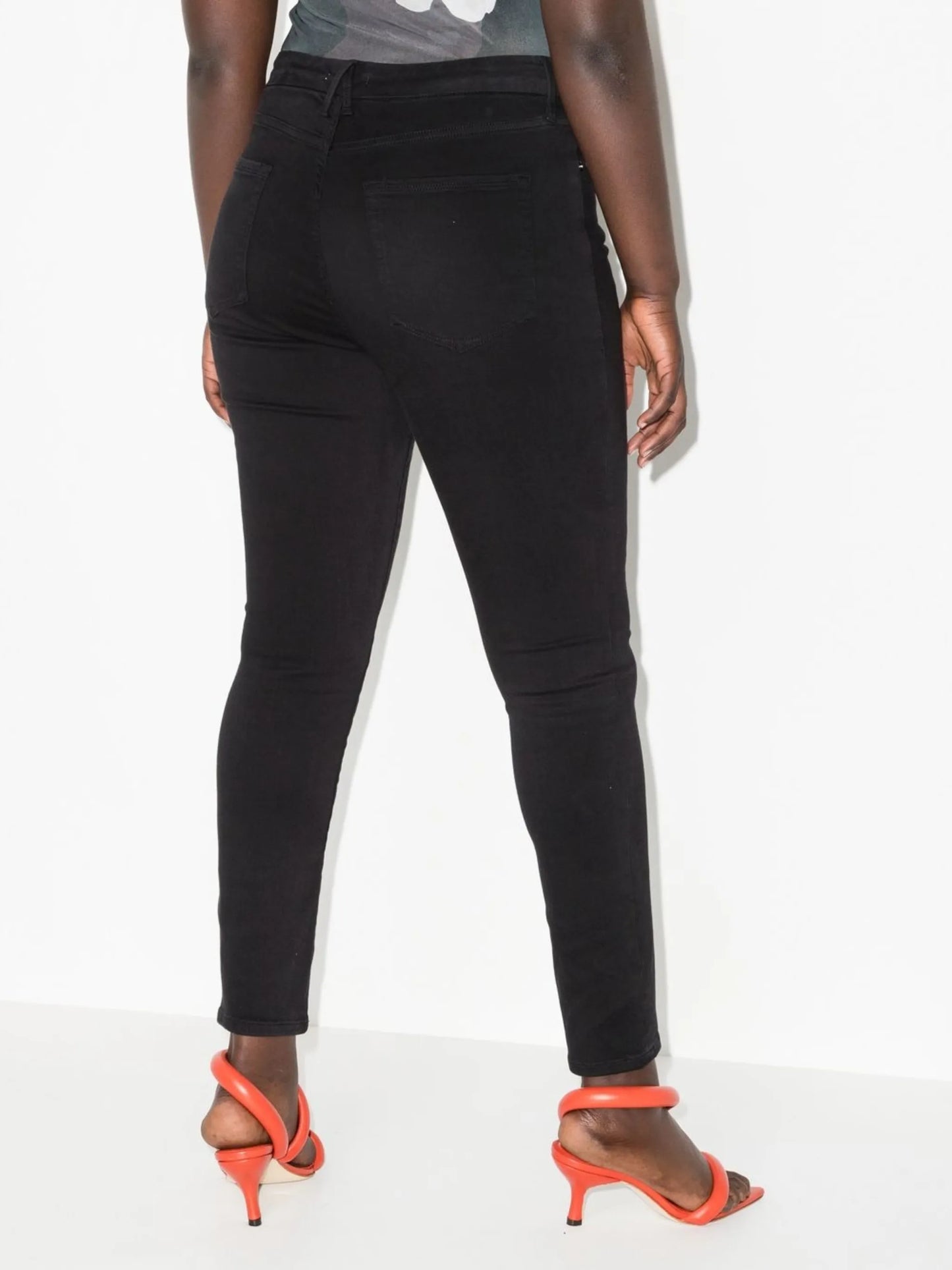 high-waisted denim jeans