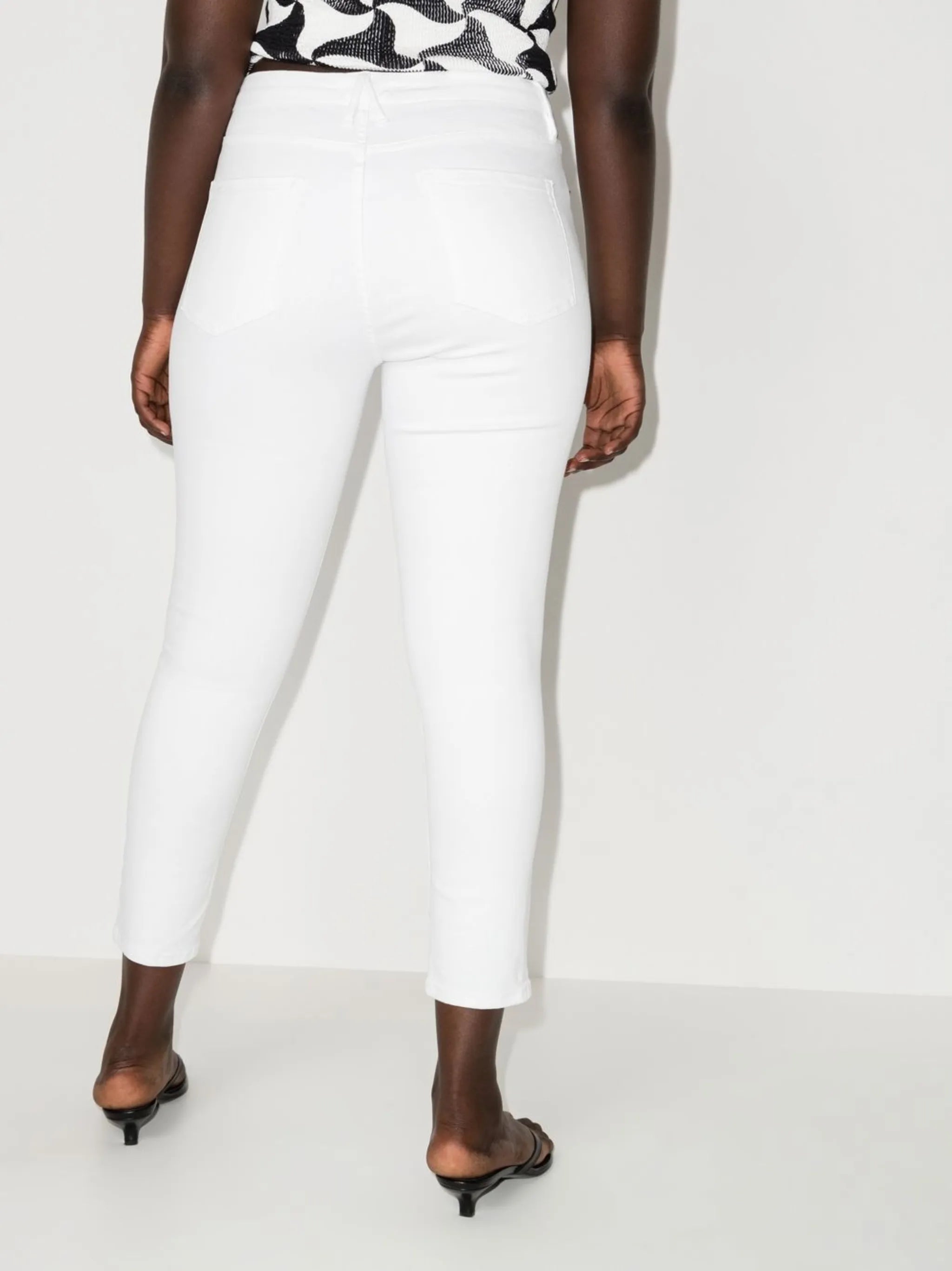 high-waisted denim jeans