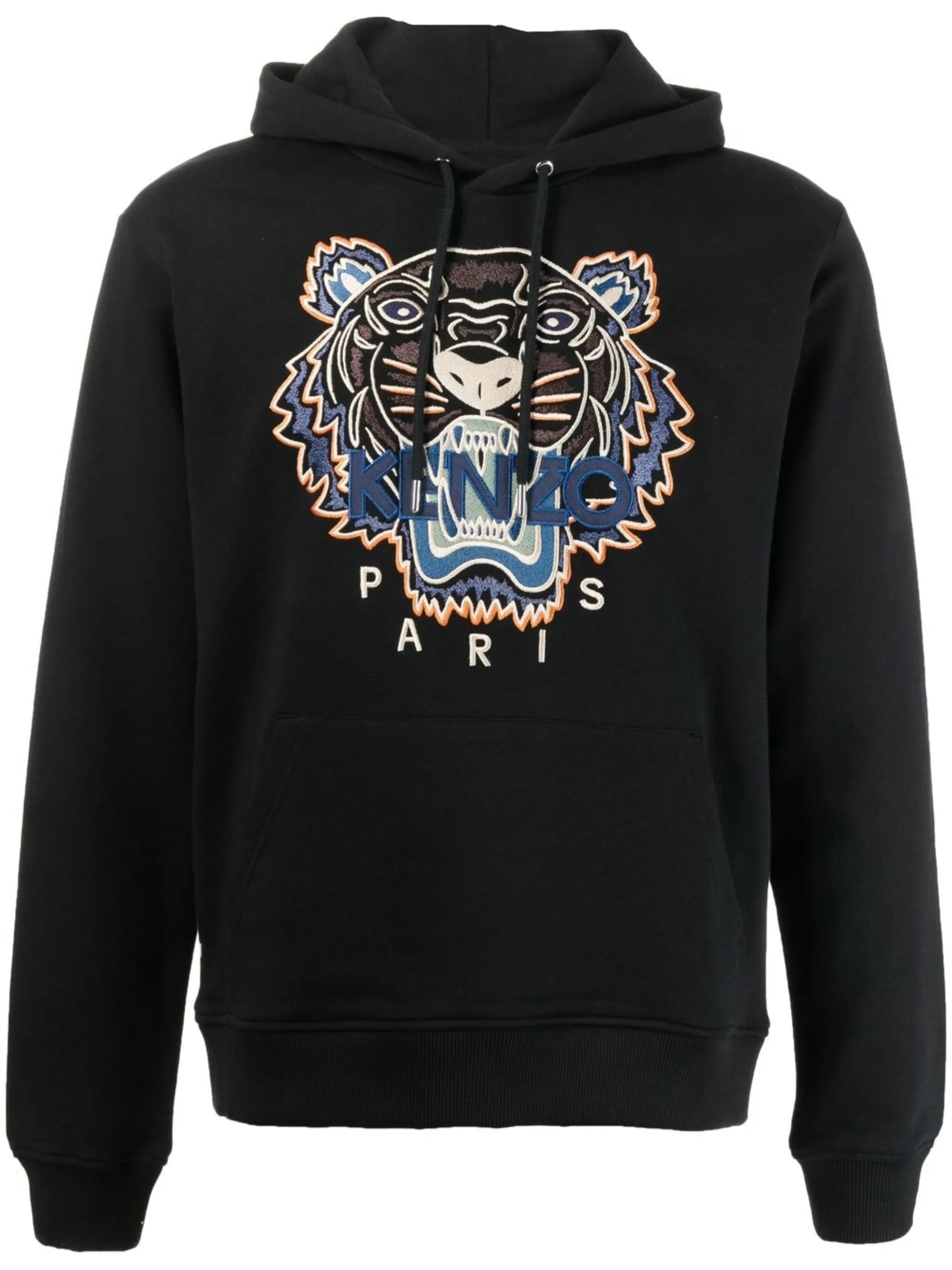 Tiger-embroidered organic cotton hoodie