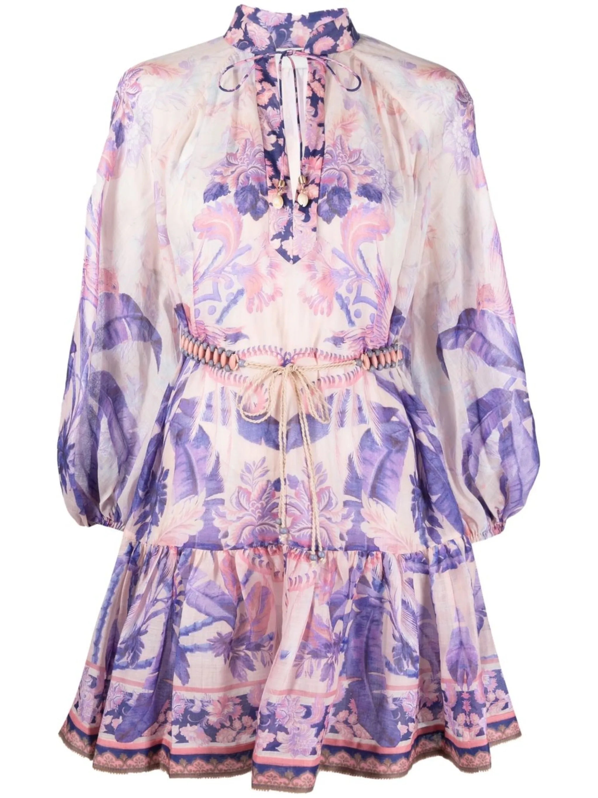 graphic-print puff-sleeve dress