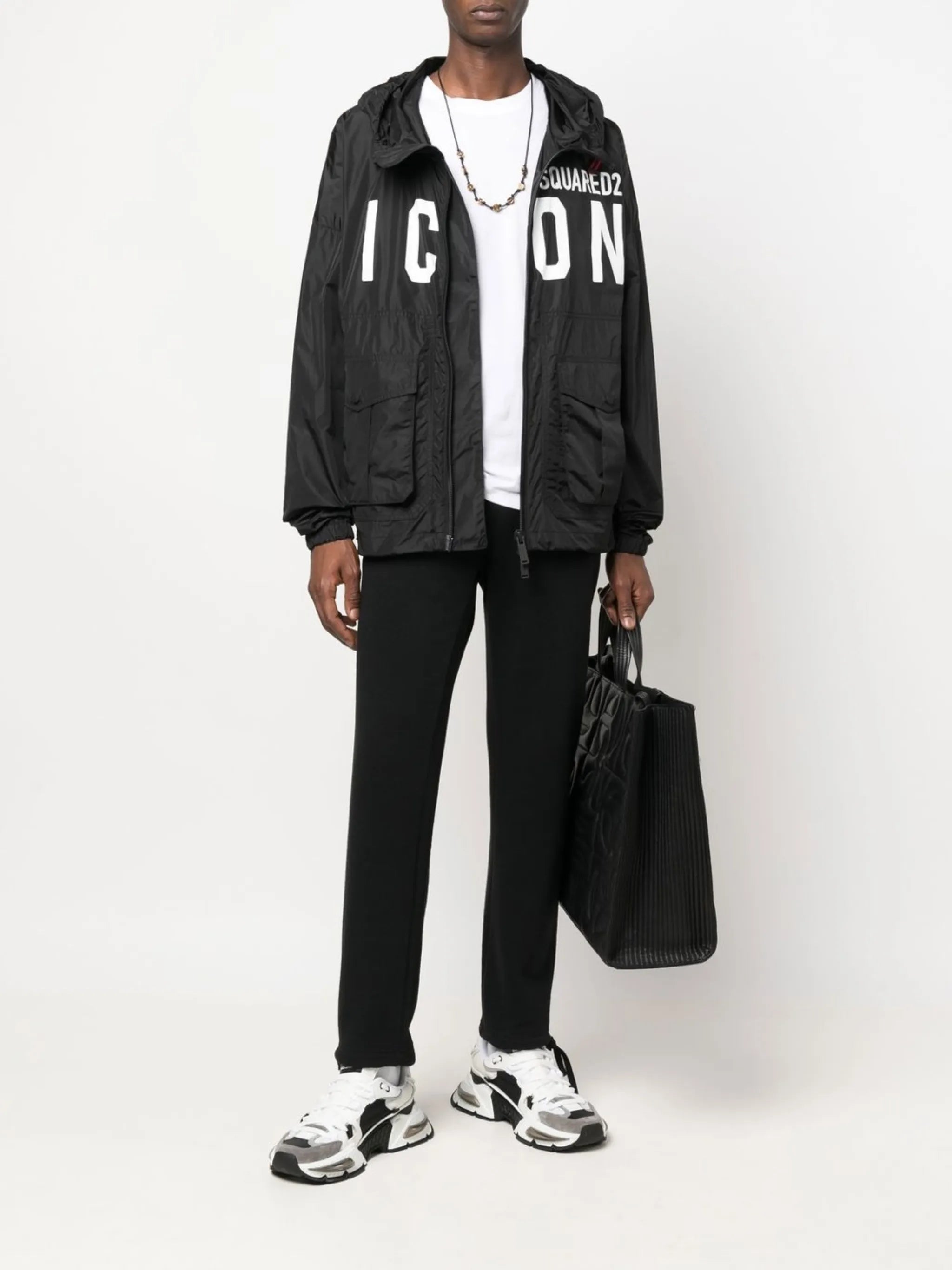 Icon colour-block logo-print jacket