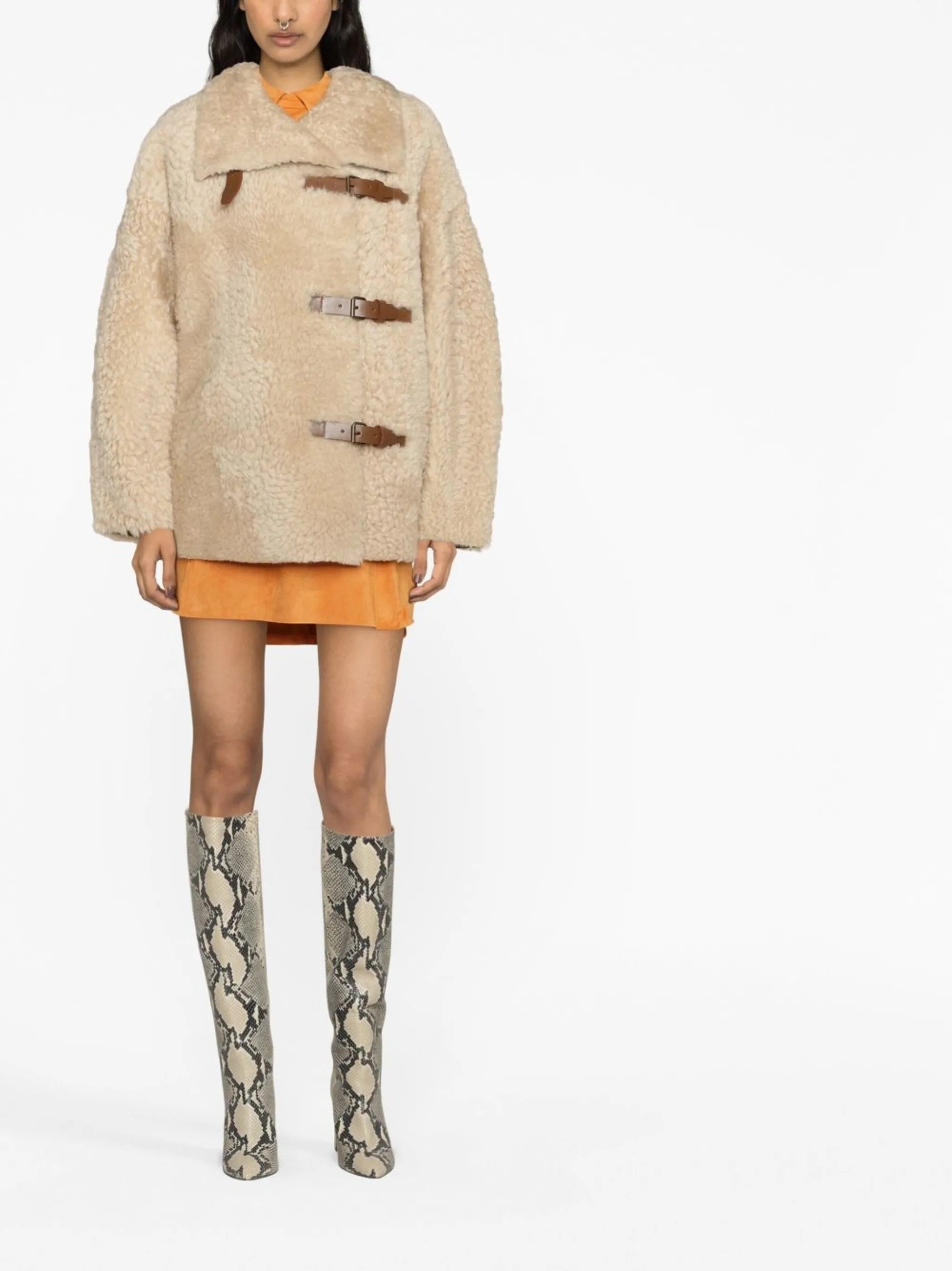 buckled shearling jacket