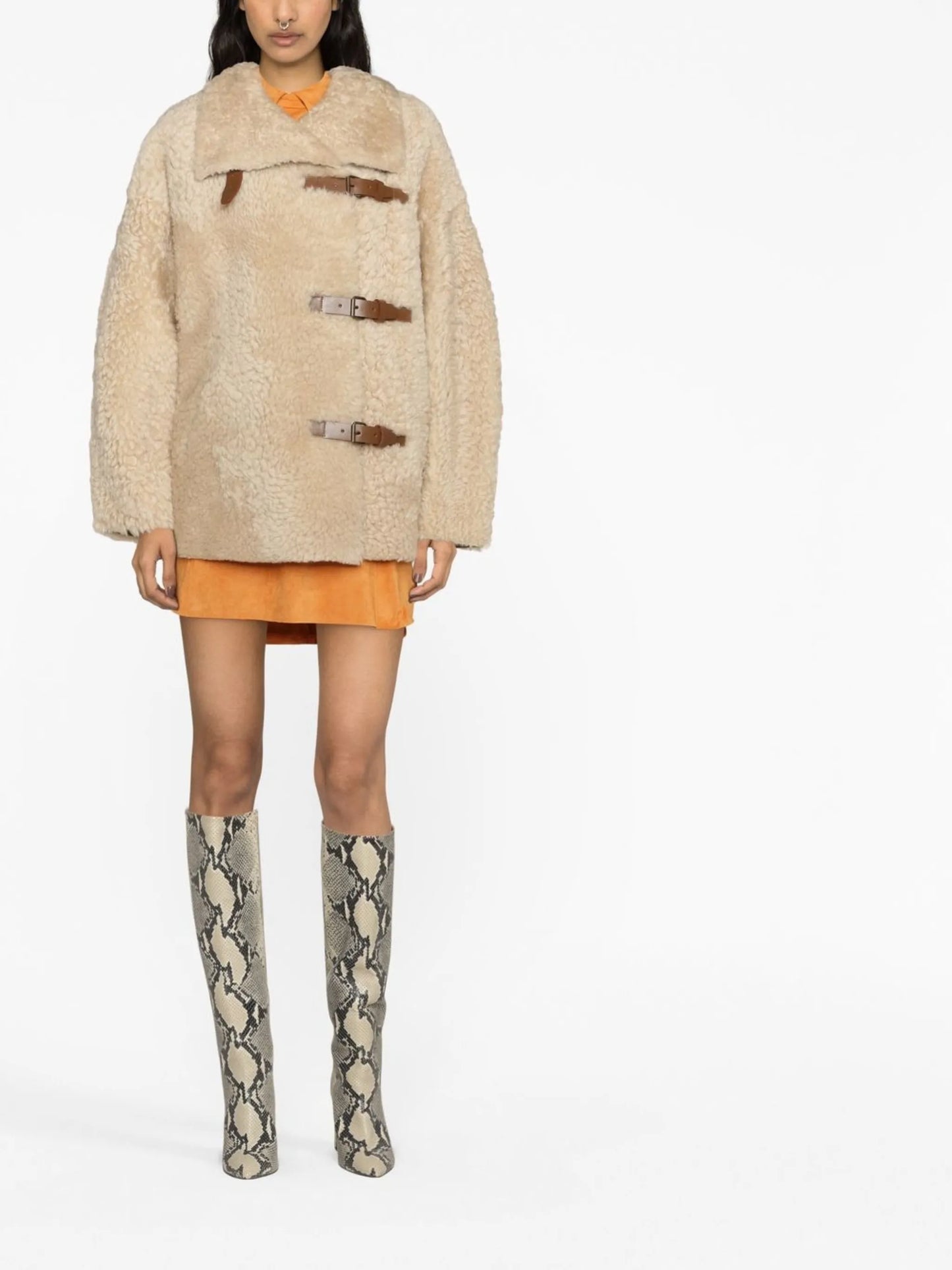 buckled shearling jacket