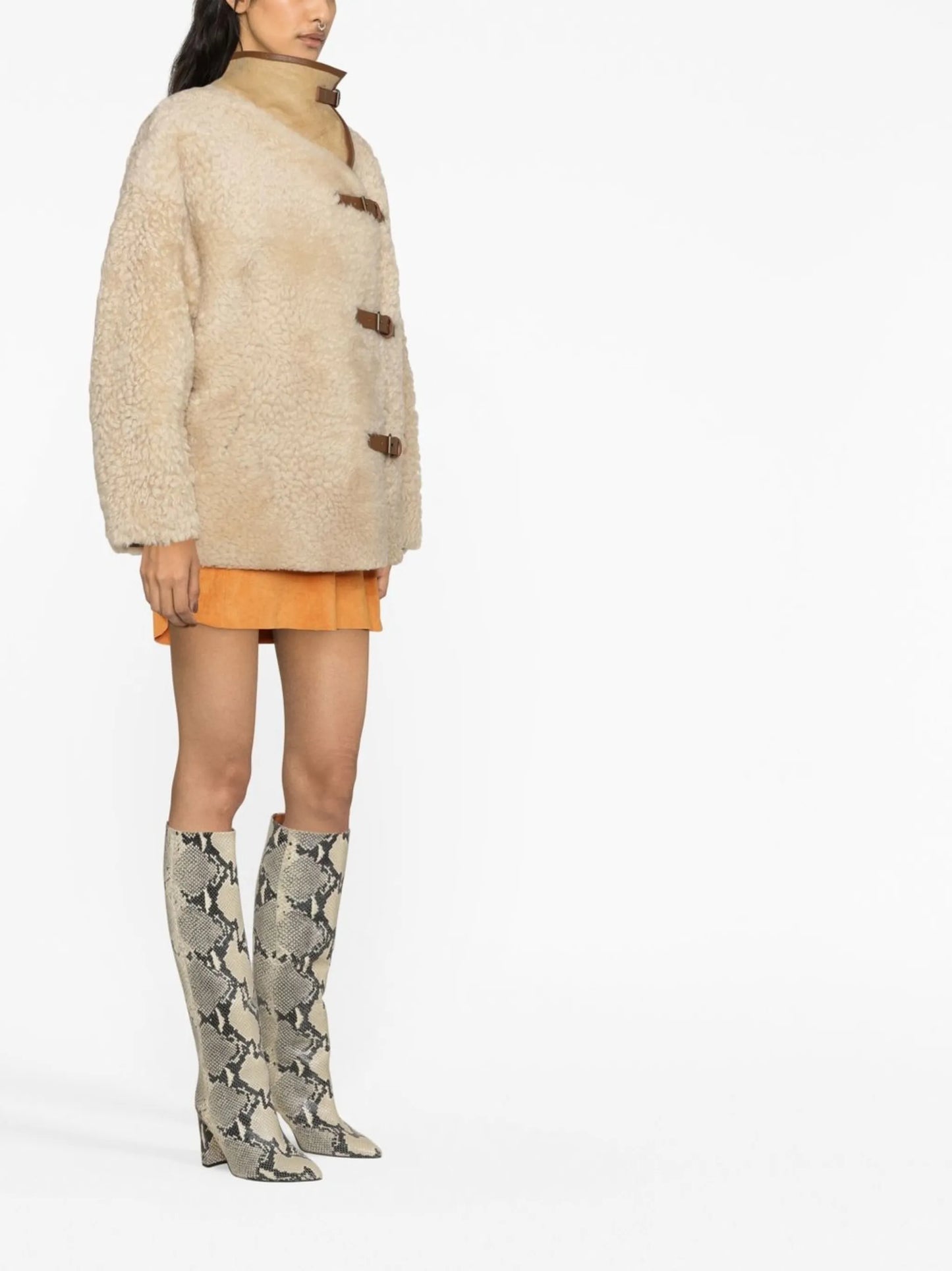 buckled shearling jacket