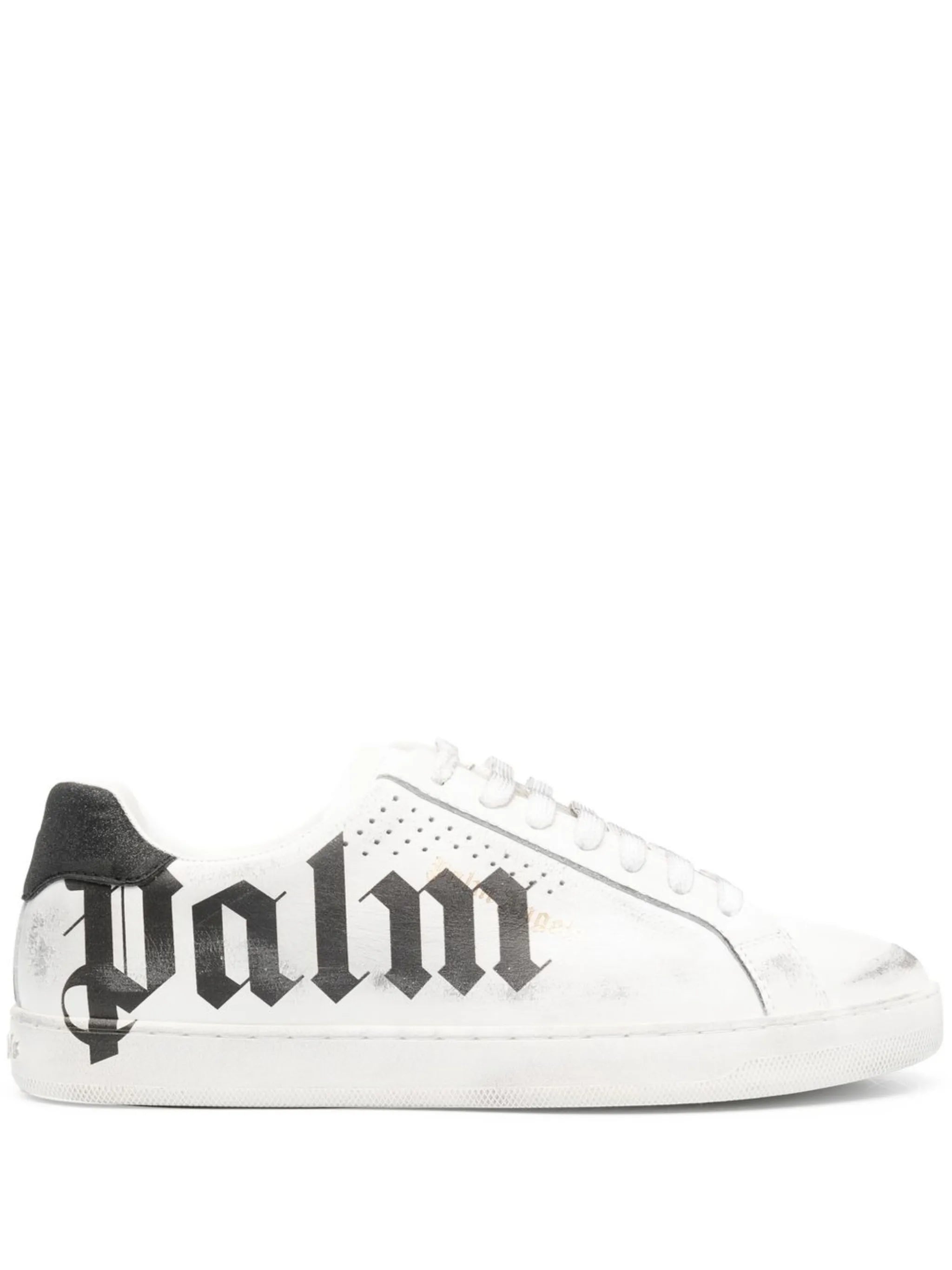 distressed logo-print sneakers