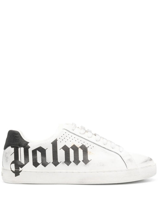 distressed logo-print sneakers