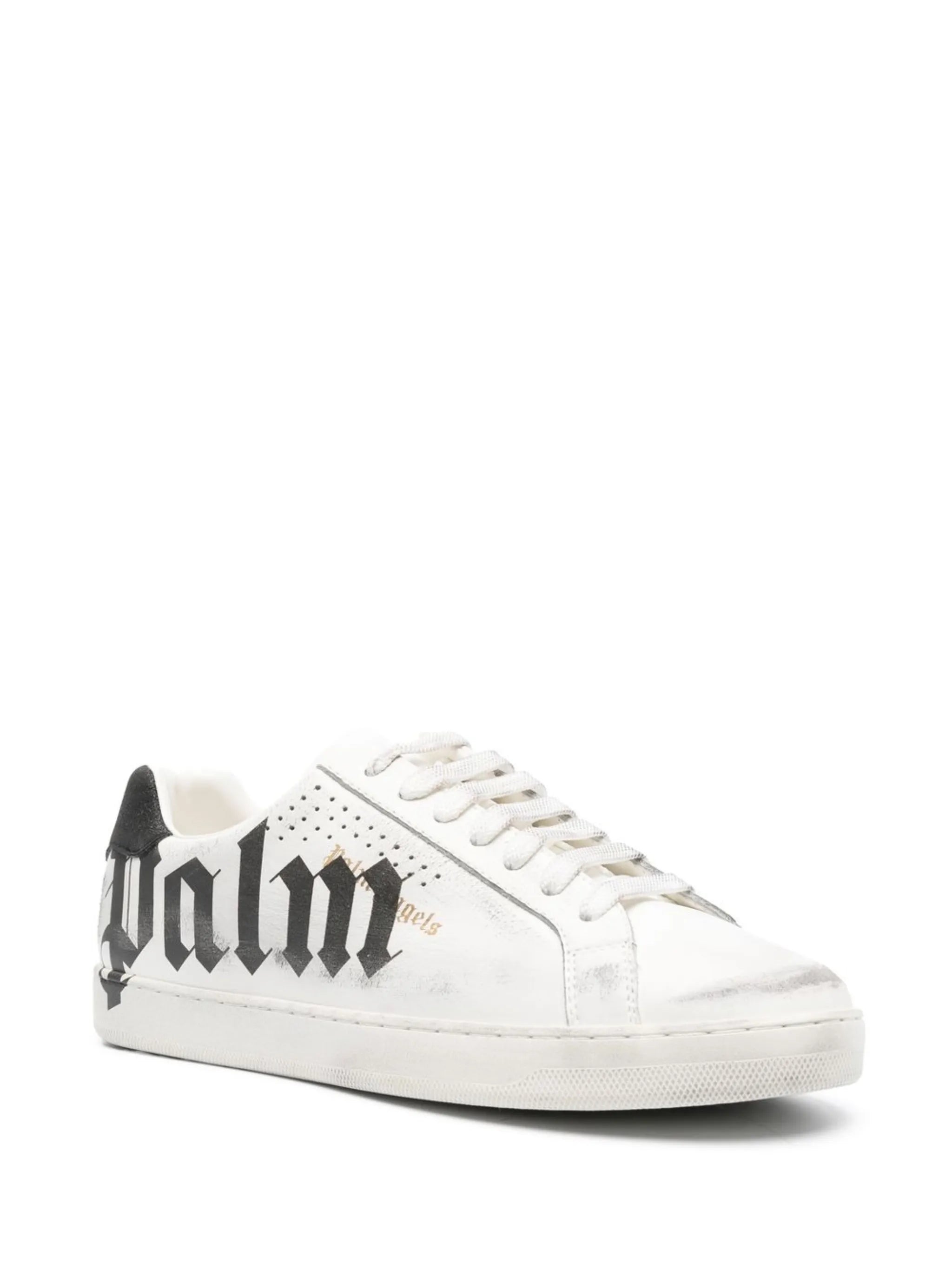 distressed logo-print sneakers