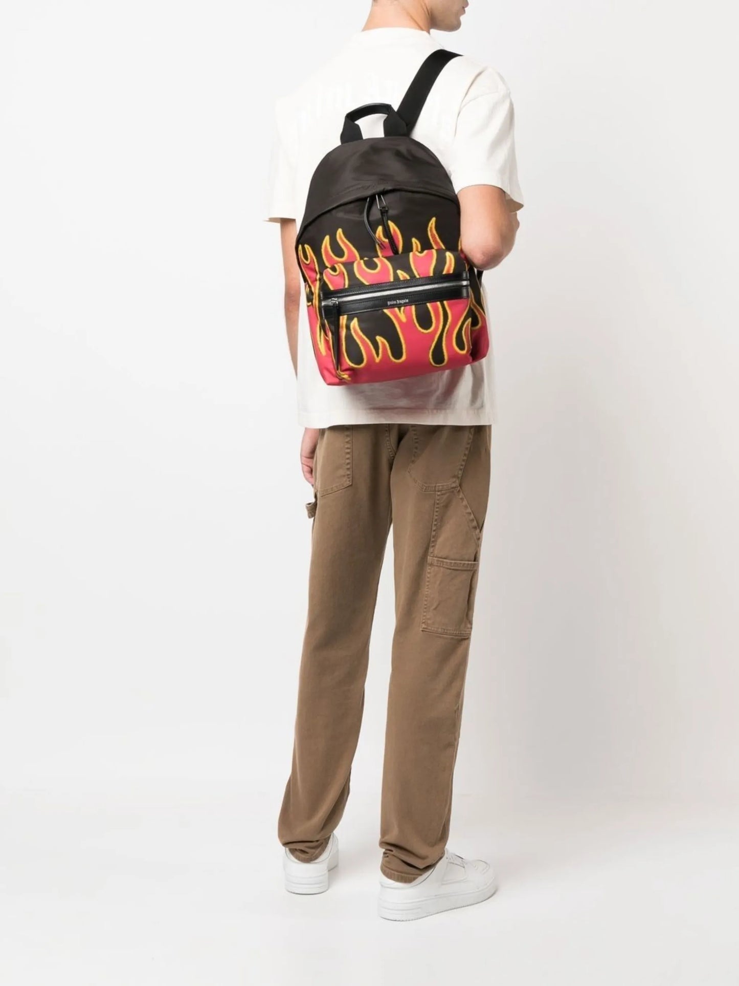 Flames print backpack