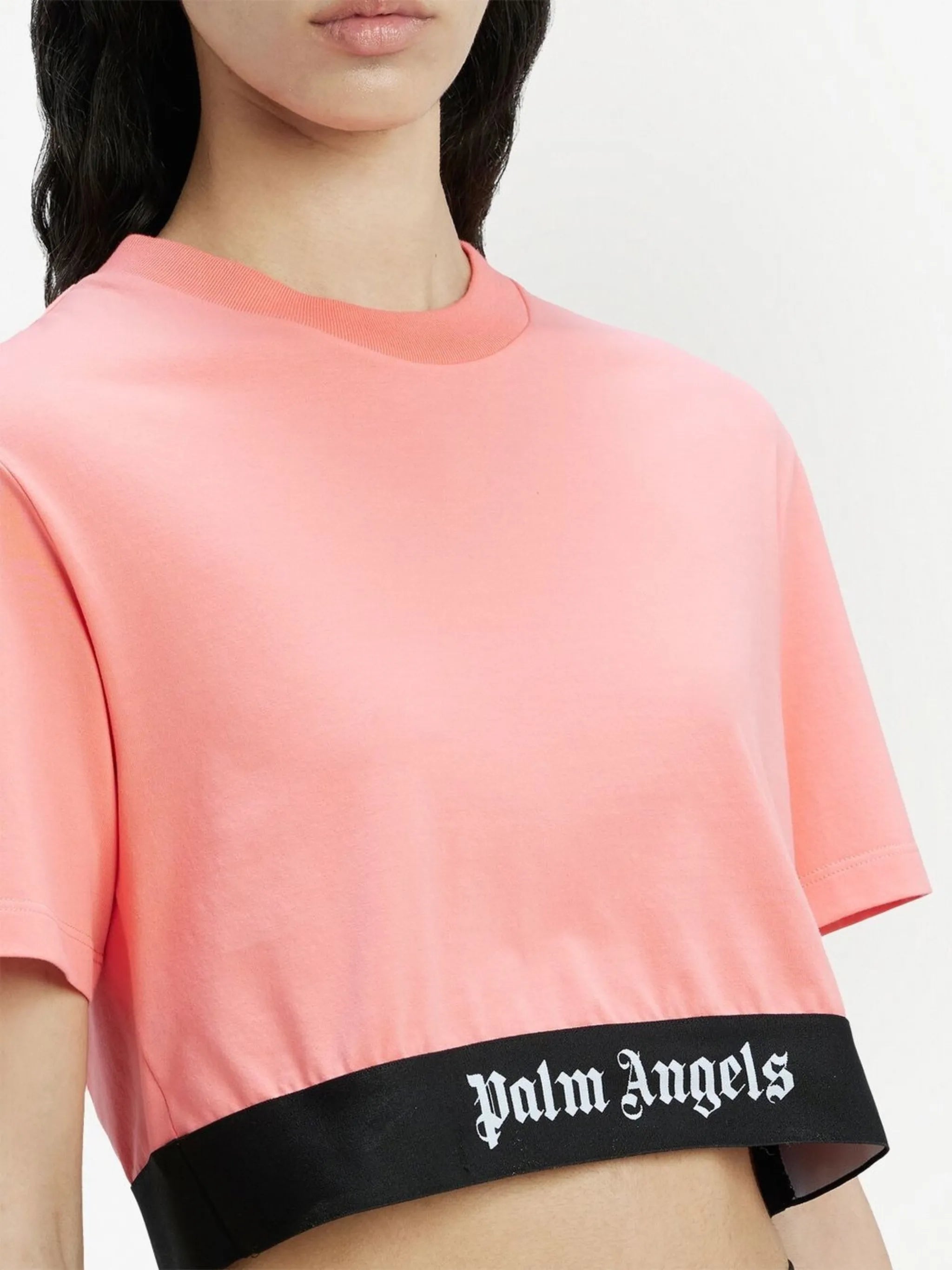 logo-trim cropped T-shirt