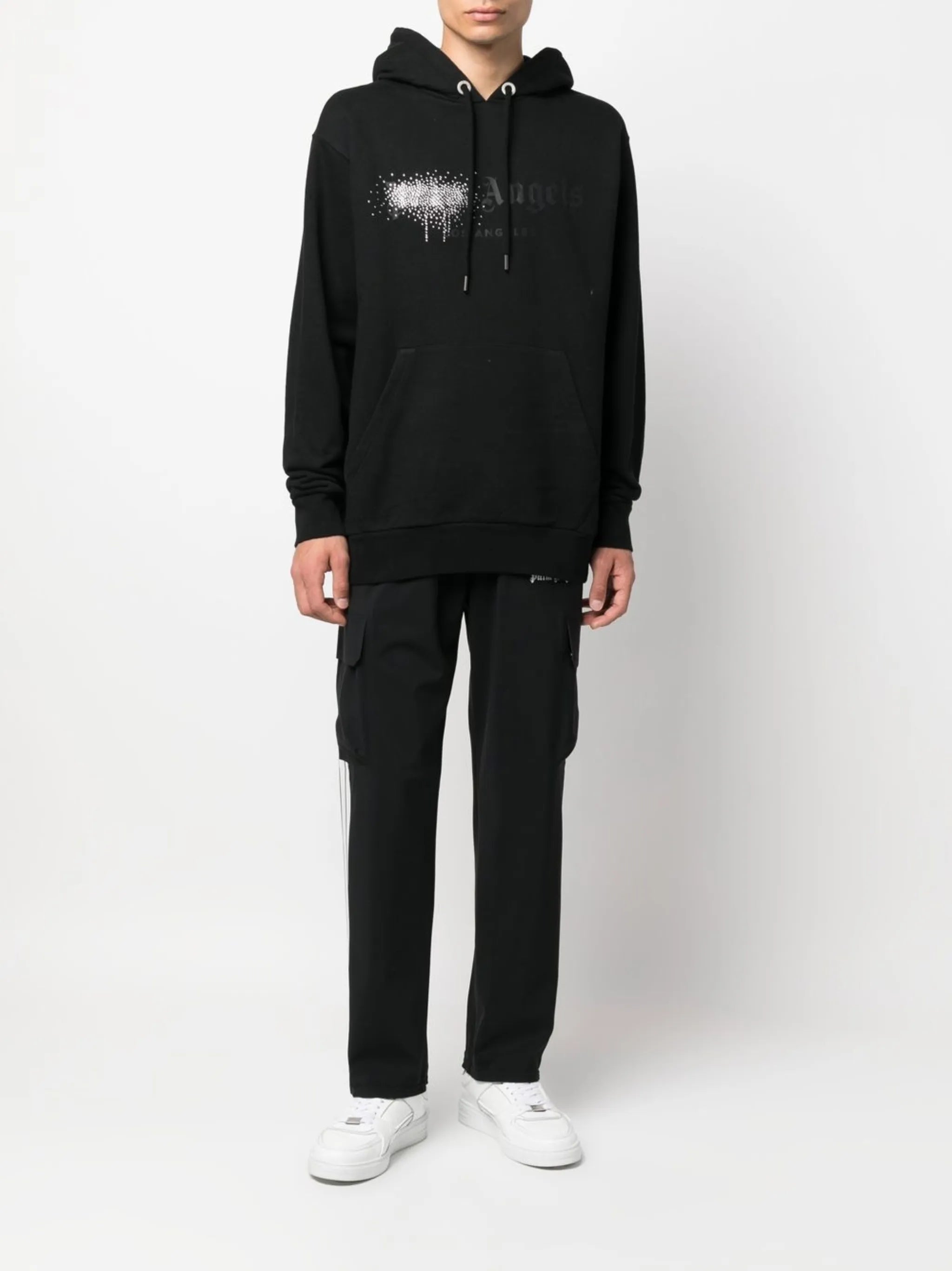 rhinestone-embellished logo print hoodie