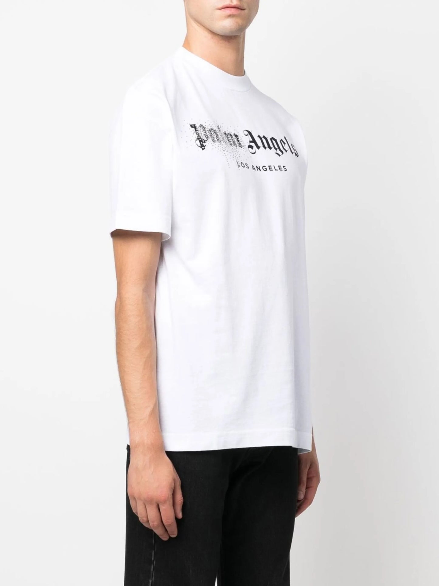 rhinestone sprayed logo-print T-shirt