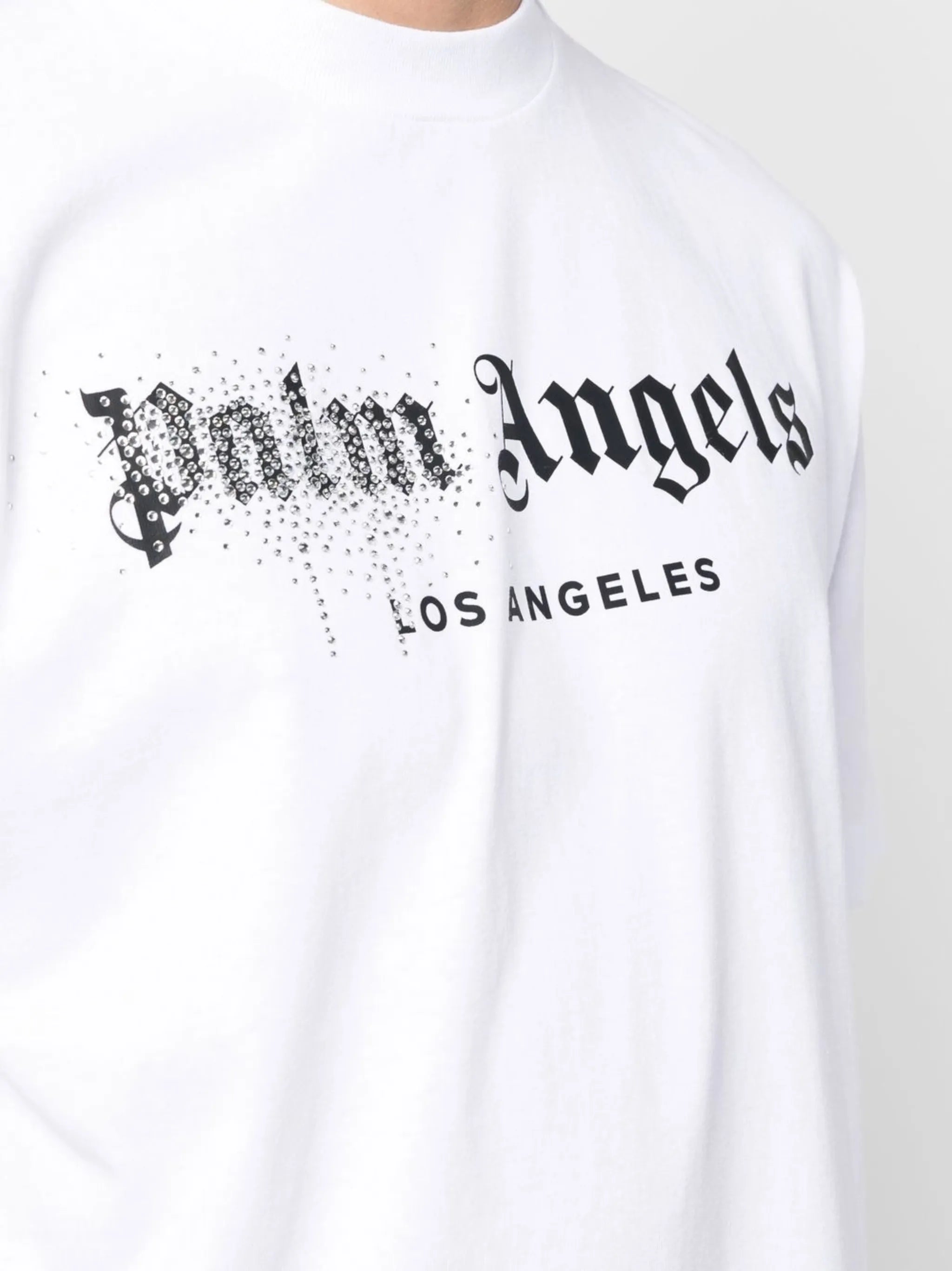 rhinestone sprayed logo-print T-shirt