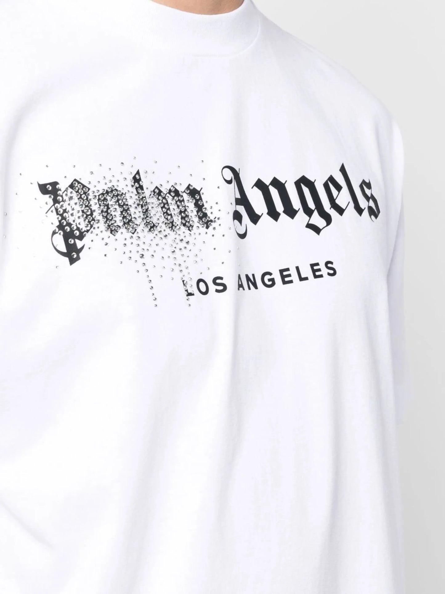 rhinestone sprayed logo-print T-shirt