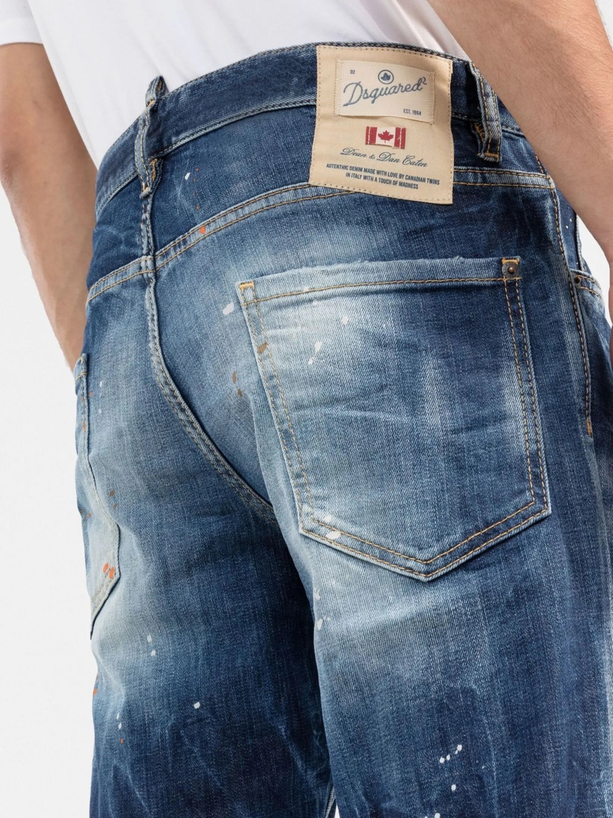 paint splatter slim-cut jeans