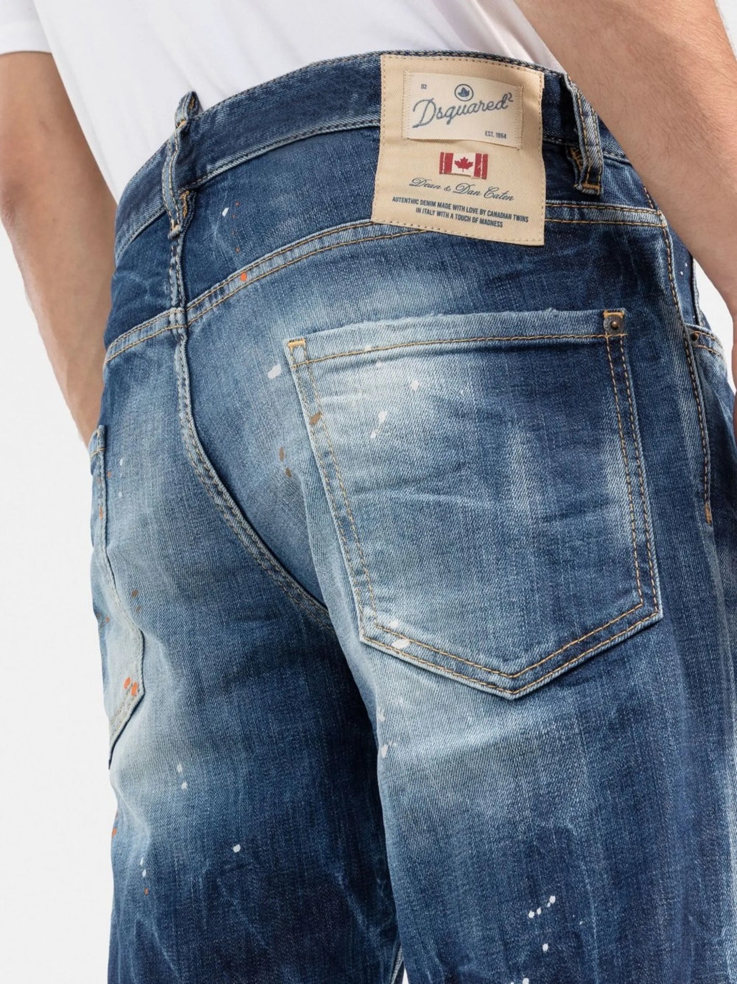 paint splatter slim-cut jeans