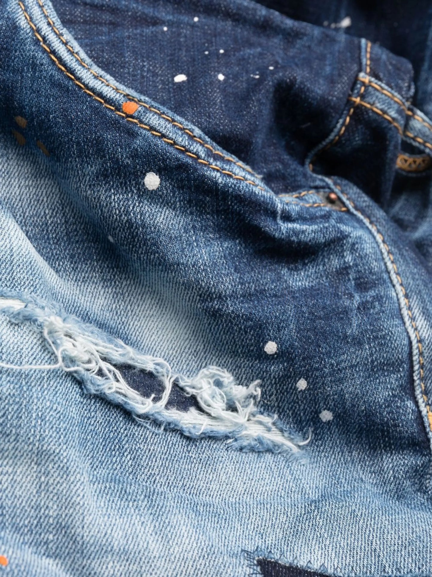 paint splatter slim-cut jeans