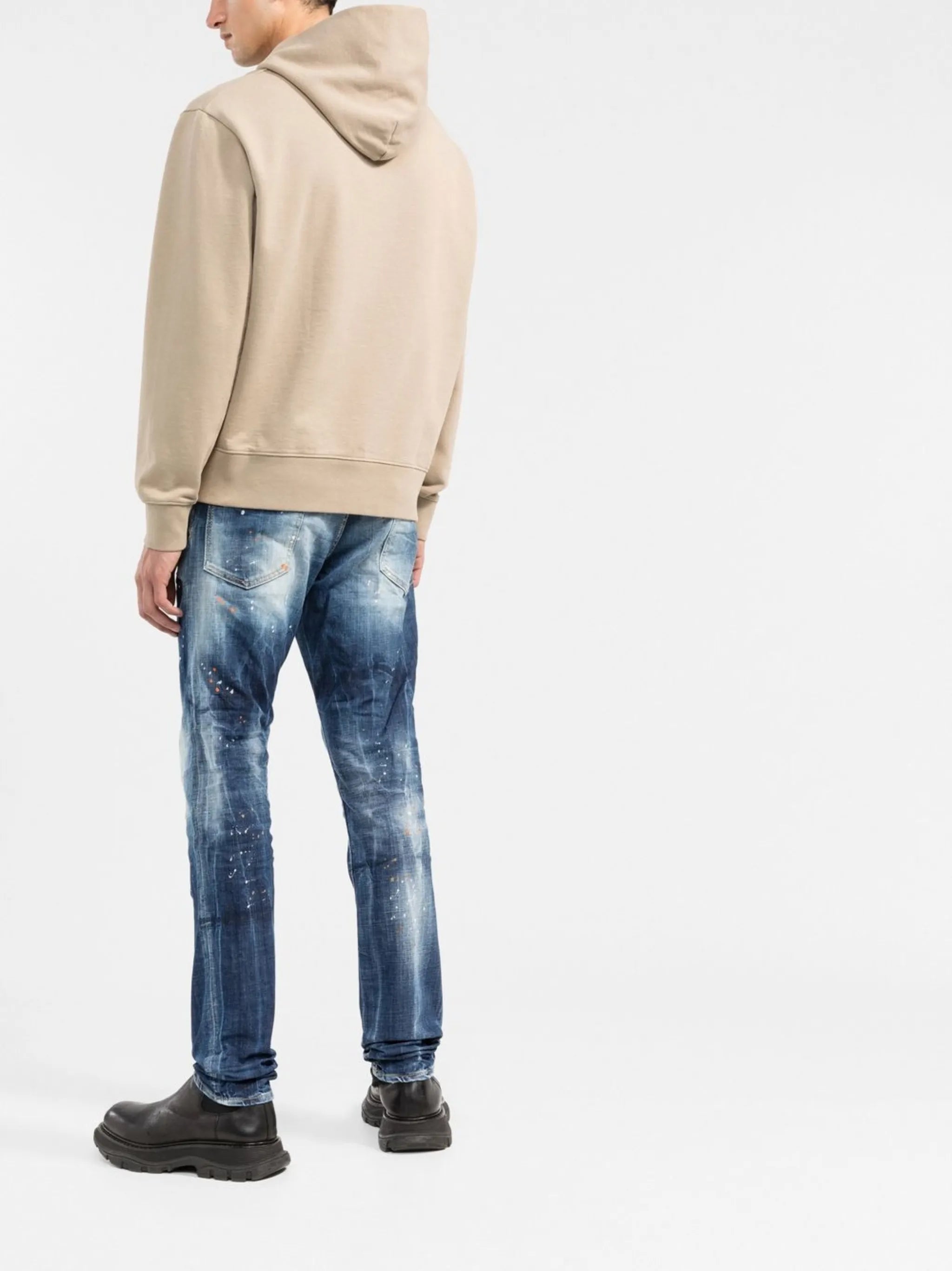 paint splatter slim-cut jeans