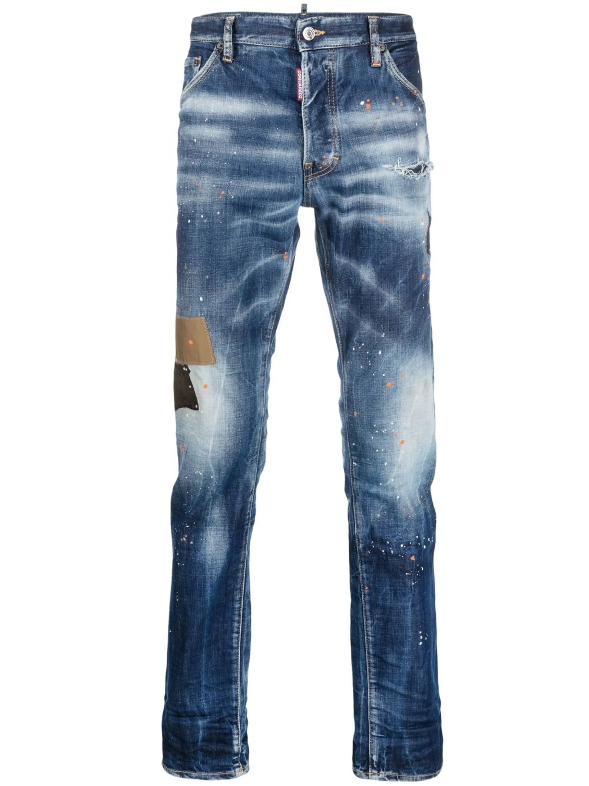 paint splatter slim-cut jeans