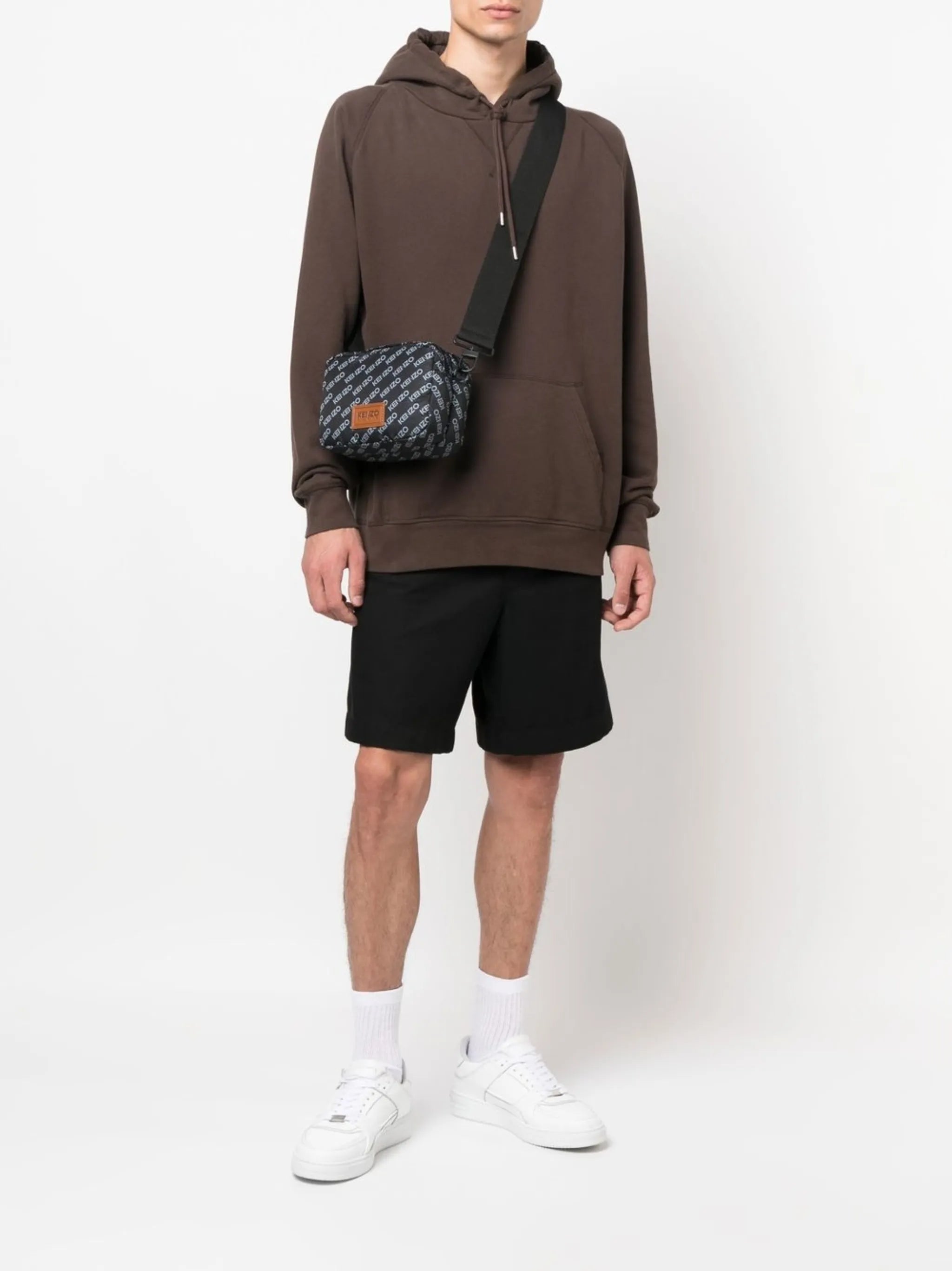 all-over logo print messenger bag