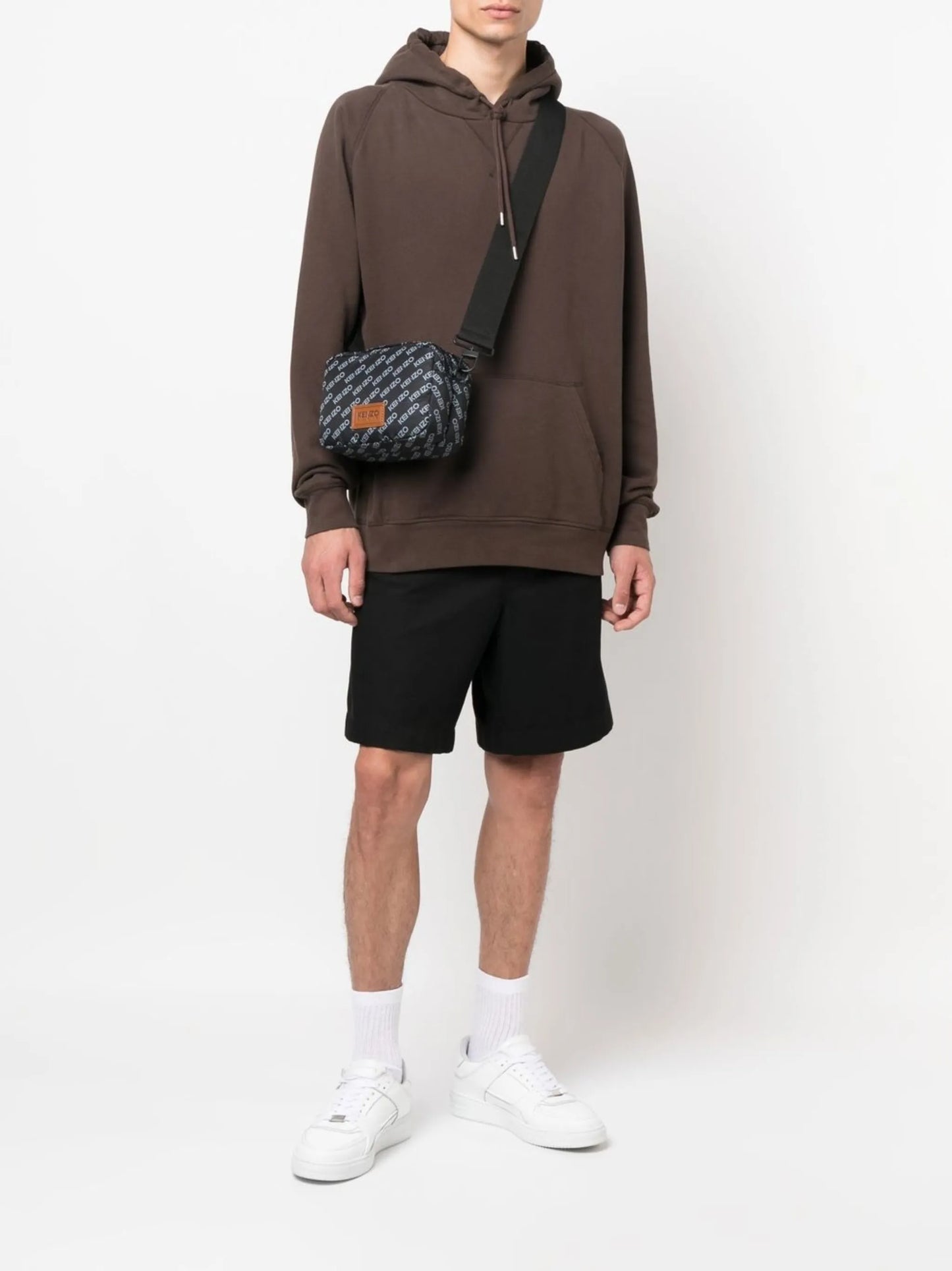 all-over logo print messenger bag