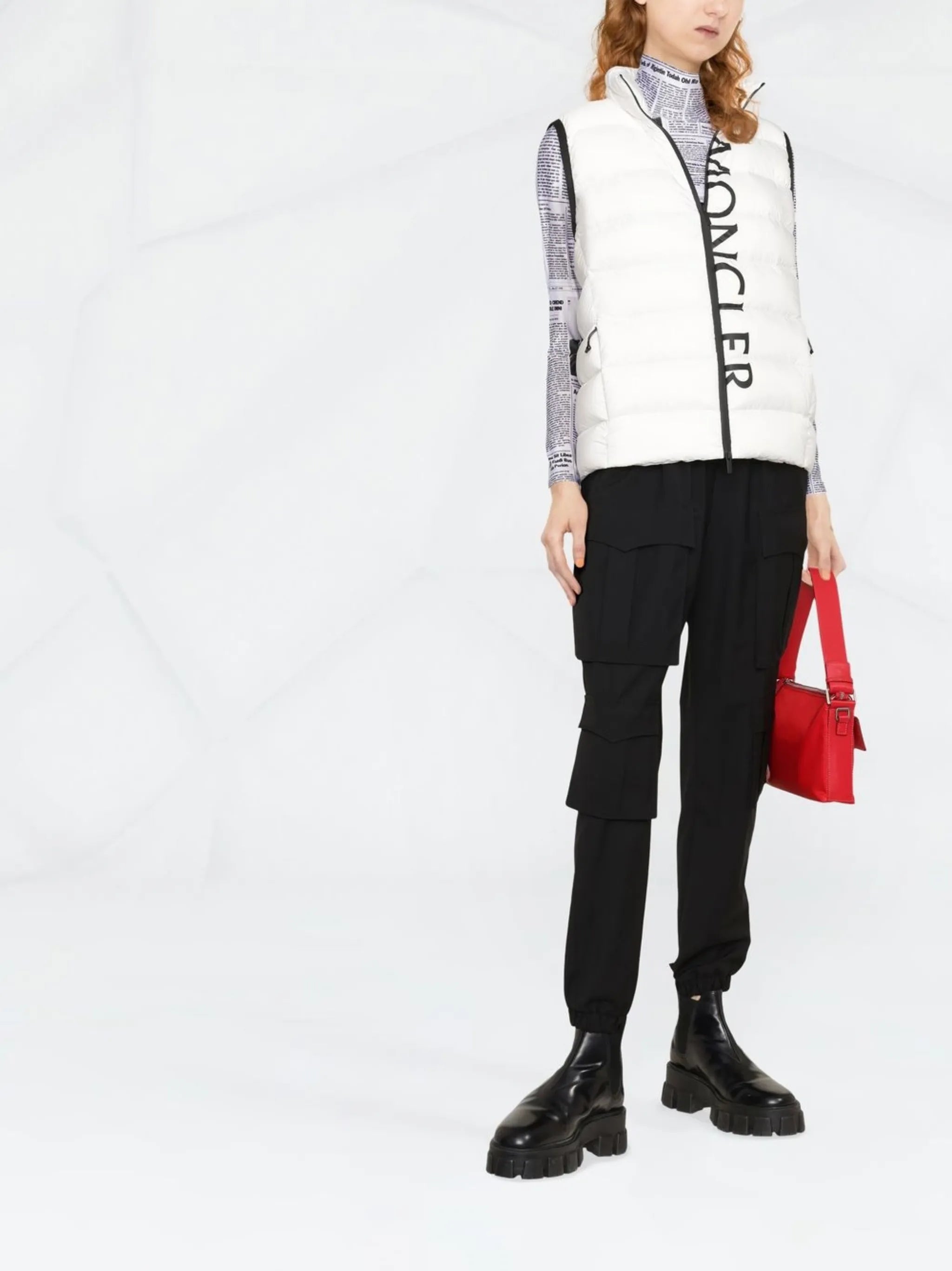 logo-print padded gilet