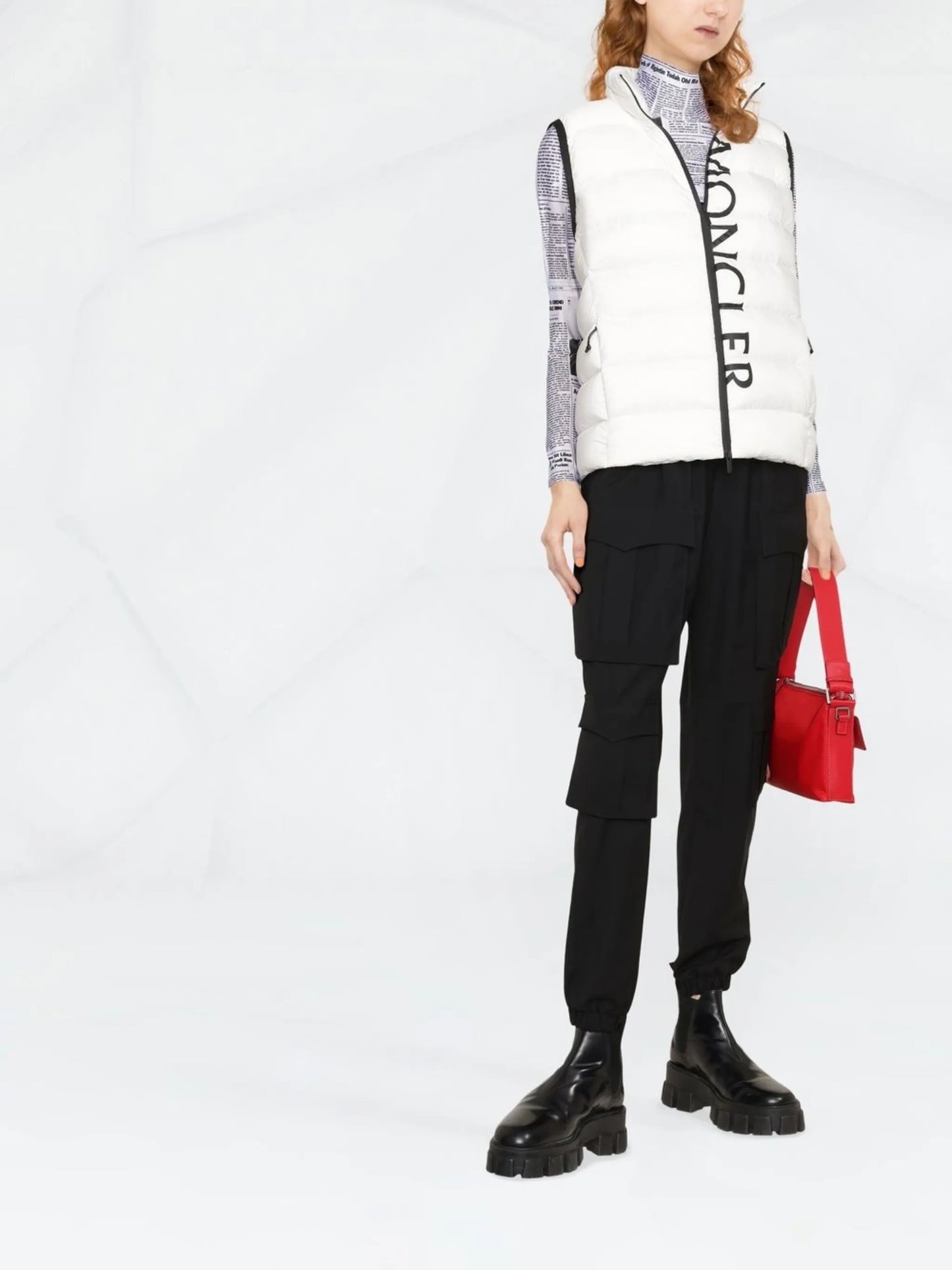 logo-print padded gilet