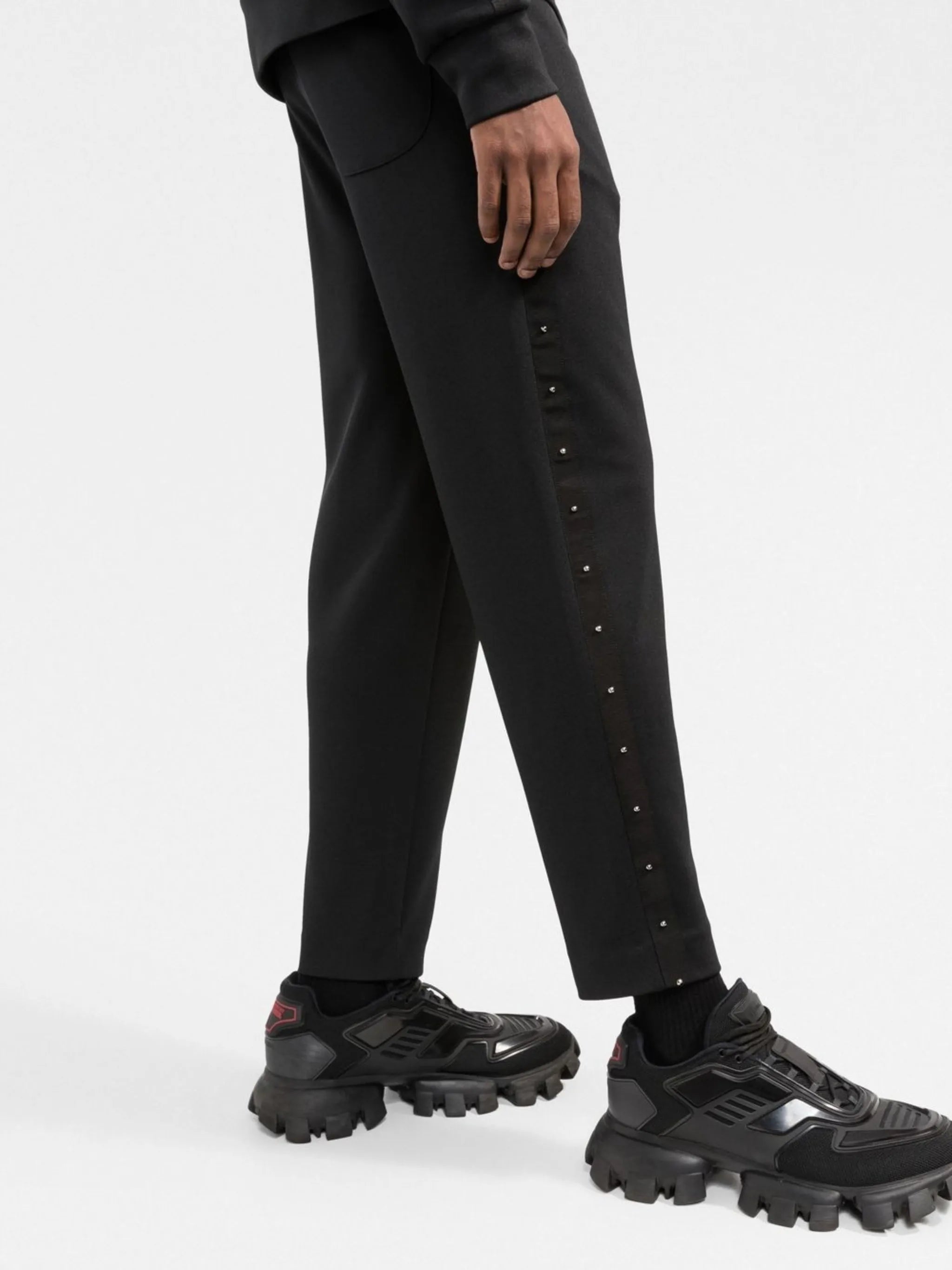 studded drawstring track pants