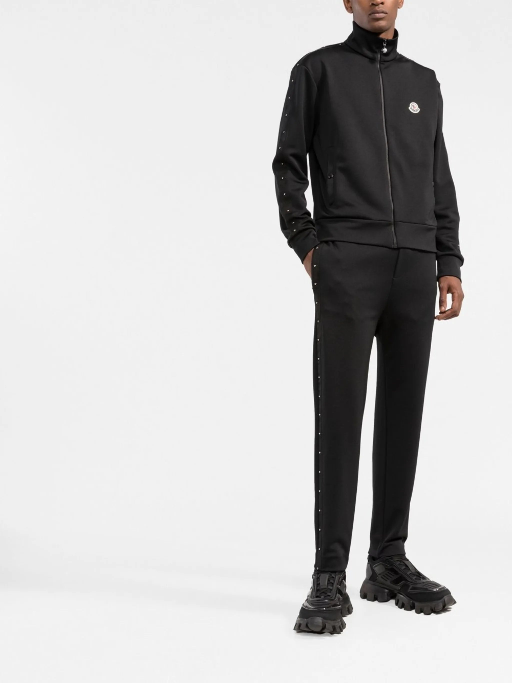 studded drawstring track pants
