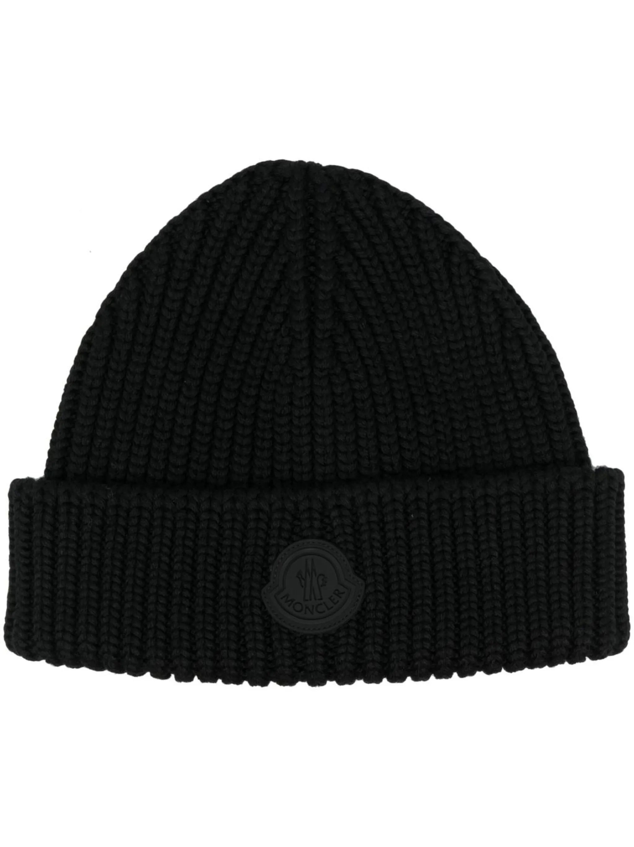 logo-patch ribbed beanie