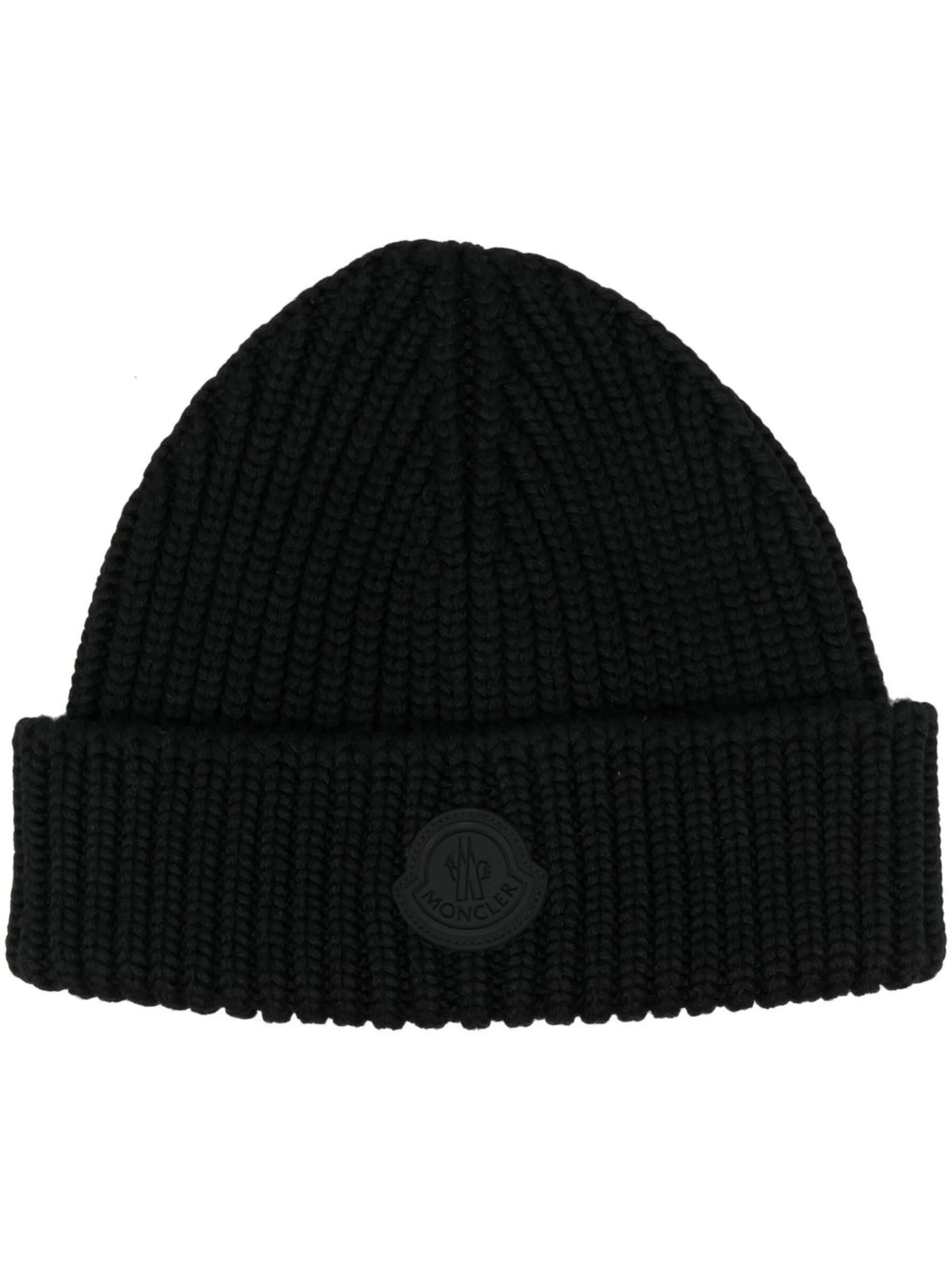 logo-patch ribbed beanie