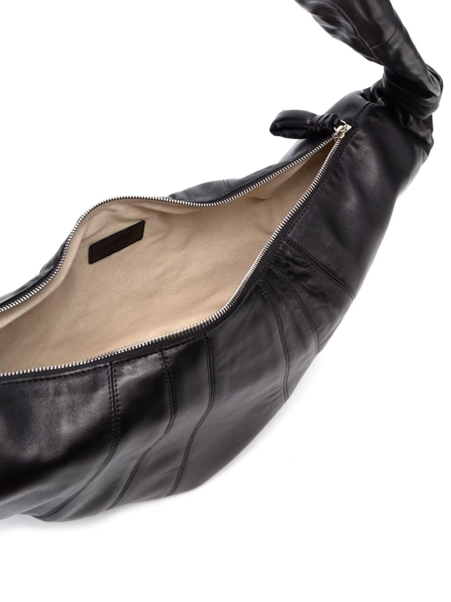 Croissant zip-up leather shoulder bag