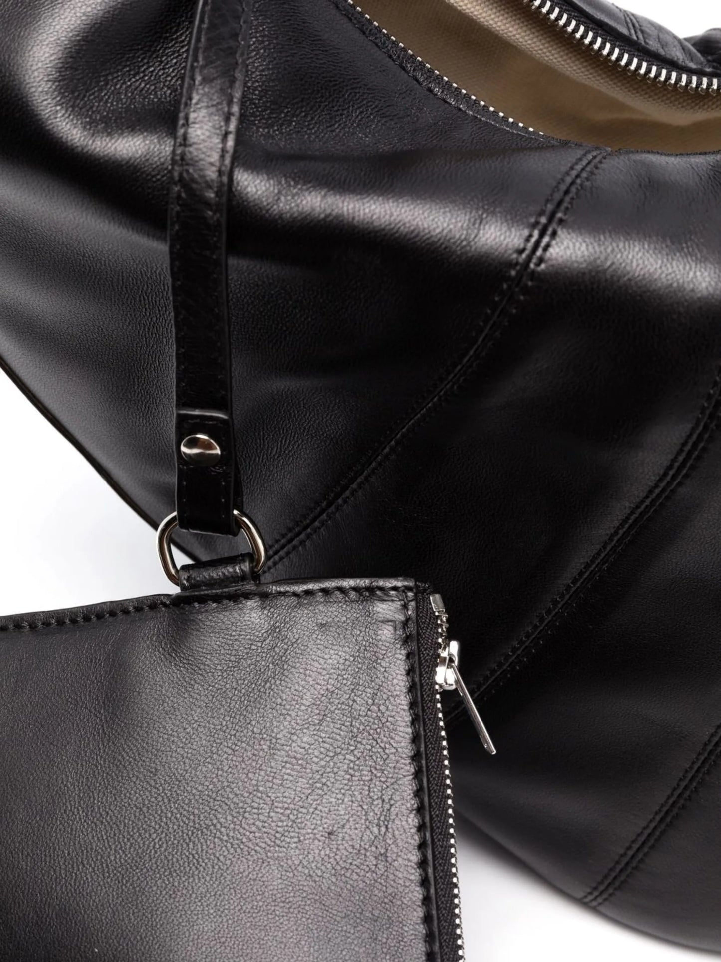 Croissant zip-up leather shoulder bag