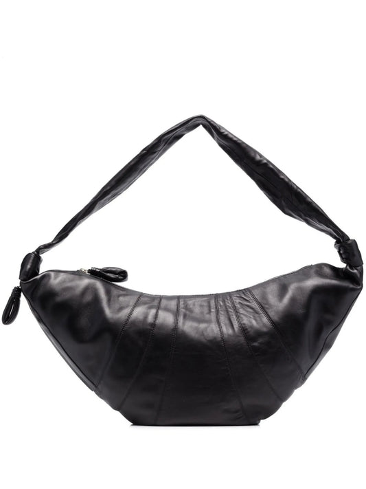 Croissant zip-up leather shoulder bag