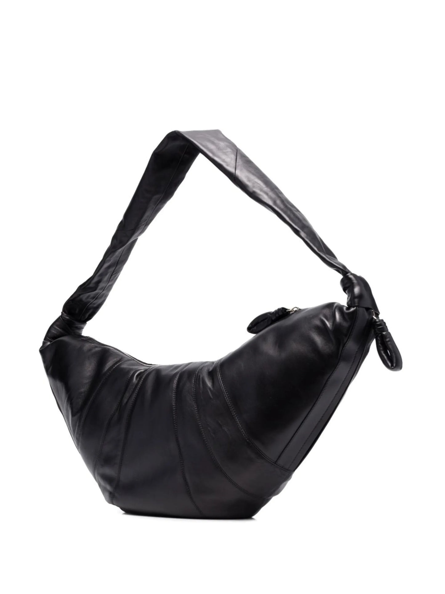 Croissant zip-up leather shoulder bag
